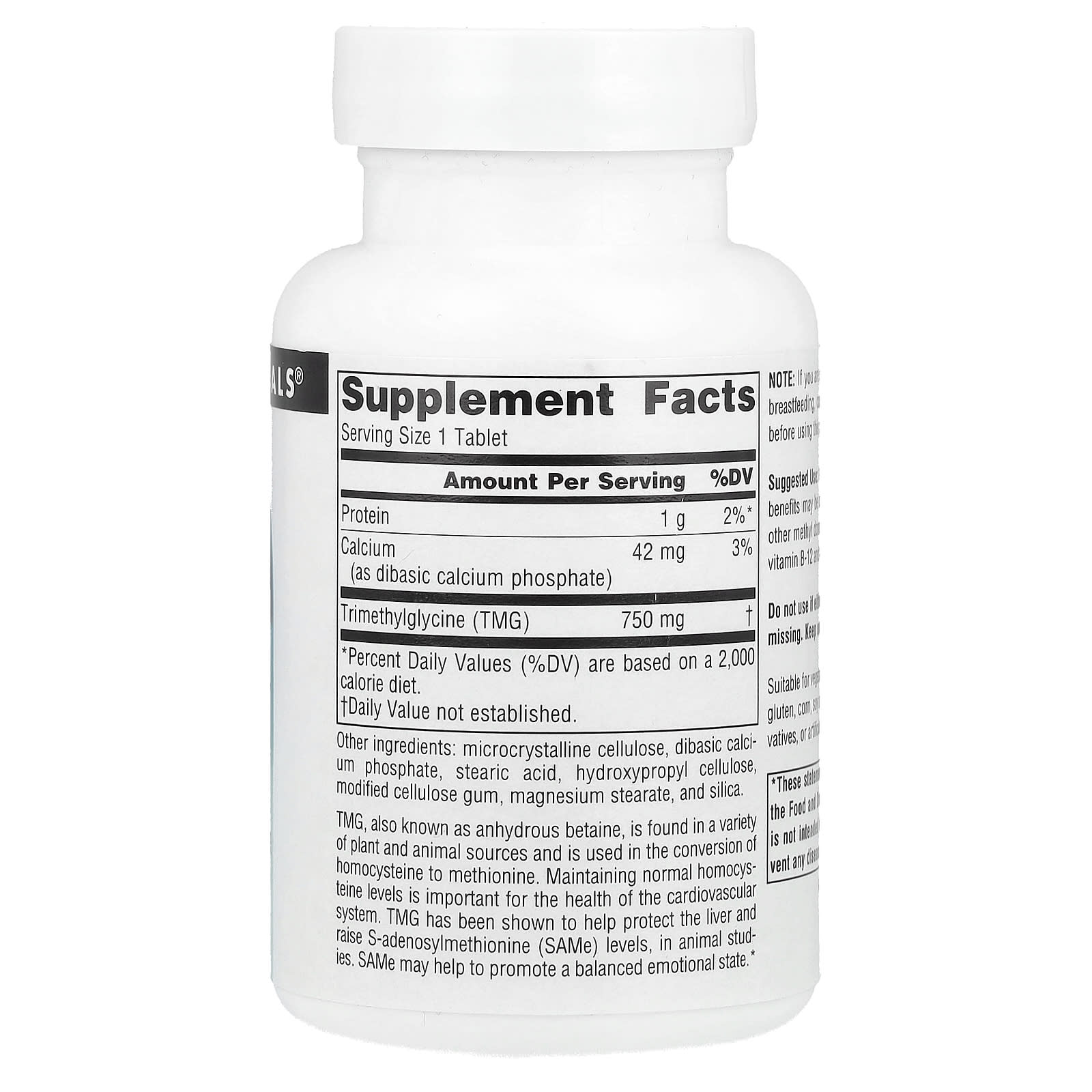 Source Naturals, TMG, 60 Tablets - Image 2