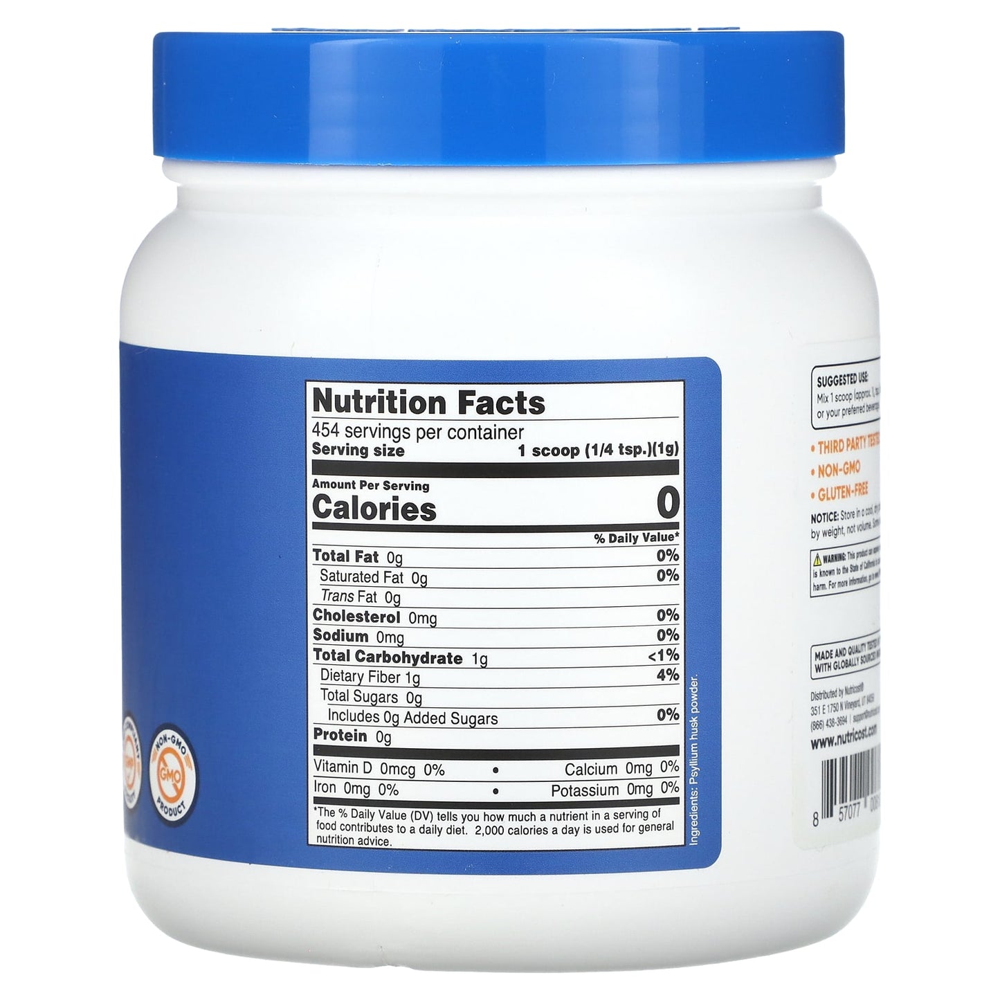 Nutricost, Psyllium Husk, Unflavored, 16.2 oz (454 g) - Image 2