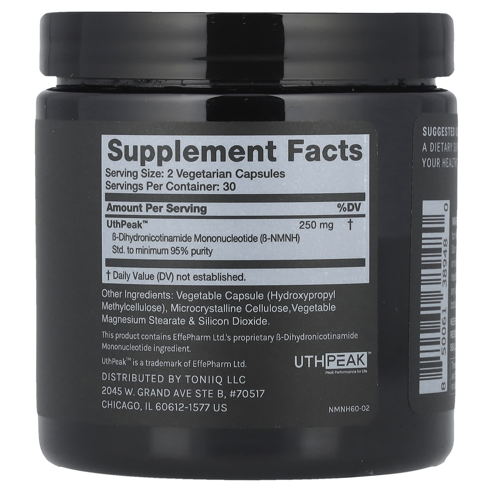 Toniiq, NMNH, Ultra High Purity, 60 Capsules (125 mg per Capsule) - Image 2