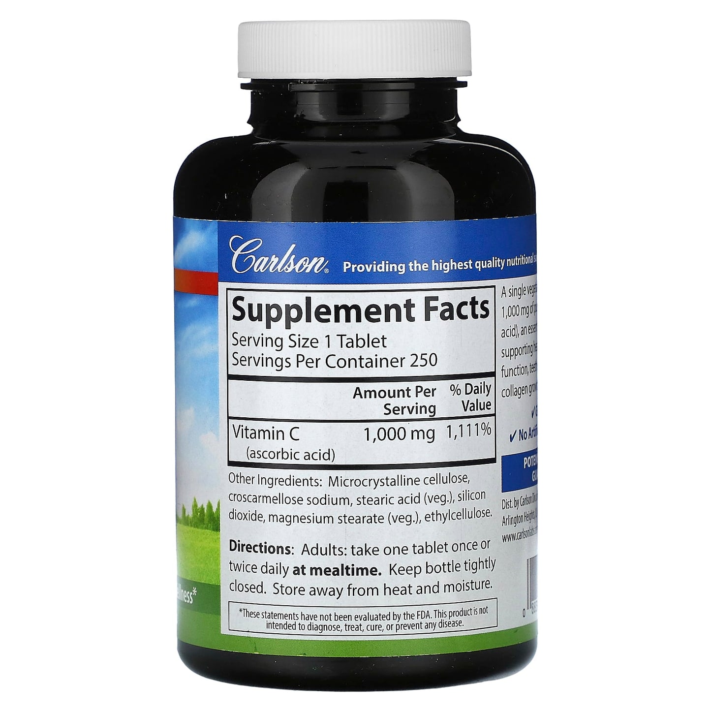 Carlson Vitamin C 1,000mg, 250 Veg. Tablets for Immune Support - Image 2