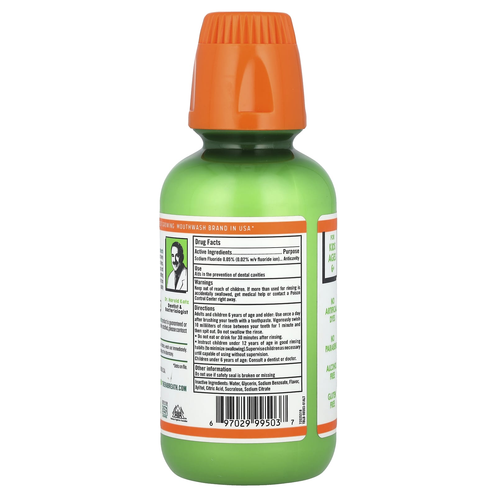 TheraBreath, For Kids! Anti Cavity Oral Rinse,  Ages 6+, Wacky Watermelon, 10 fl oz (296 ml) - Image 2