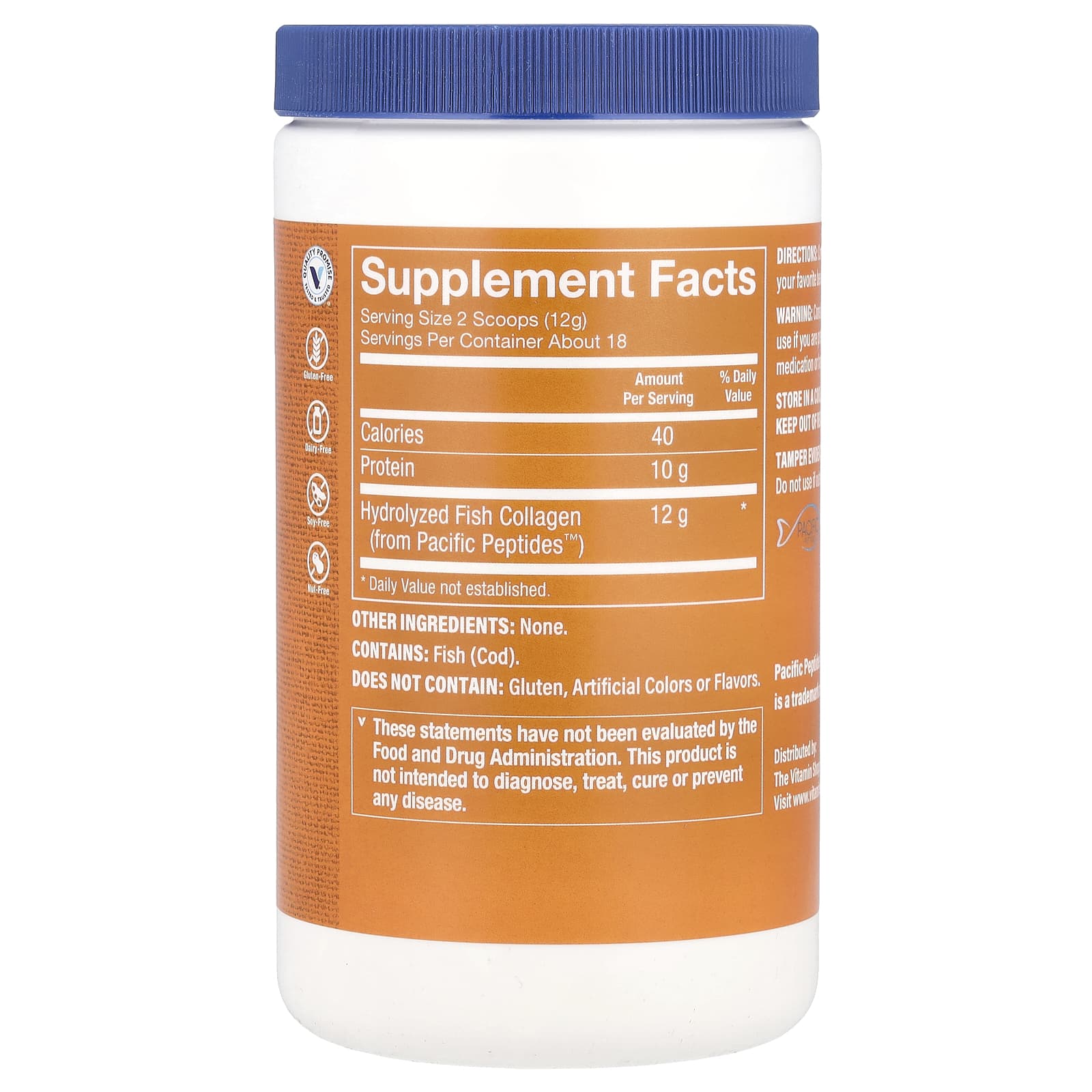 The Vitamin Shoppe, Marine Collagen, Unflavored, 7.62 oz (216 g) - Image 2