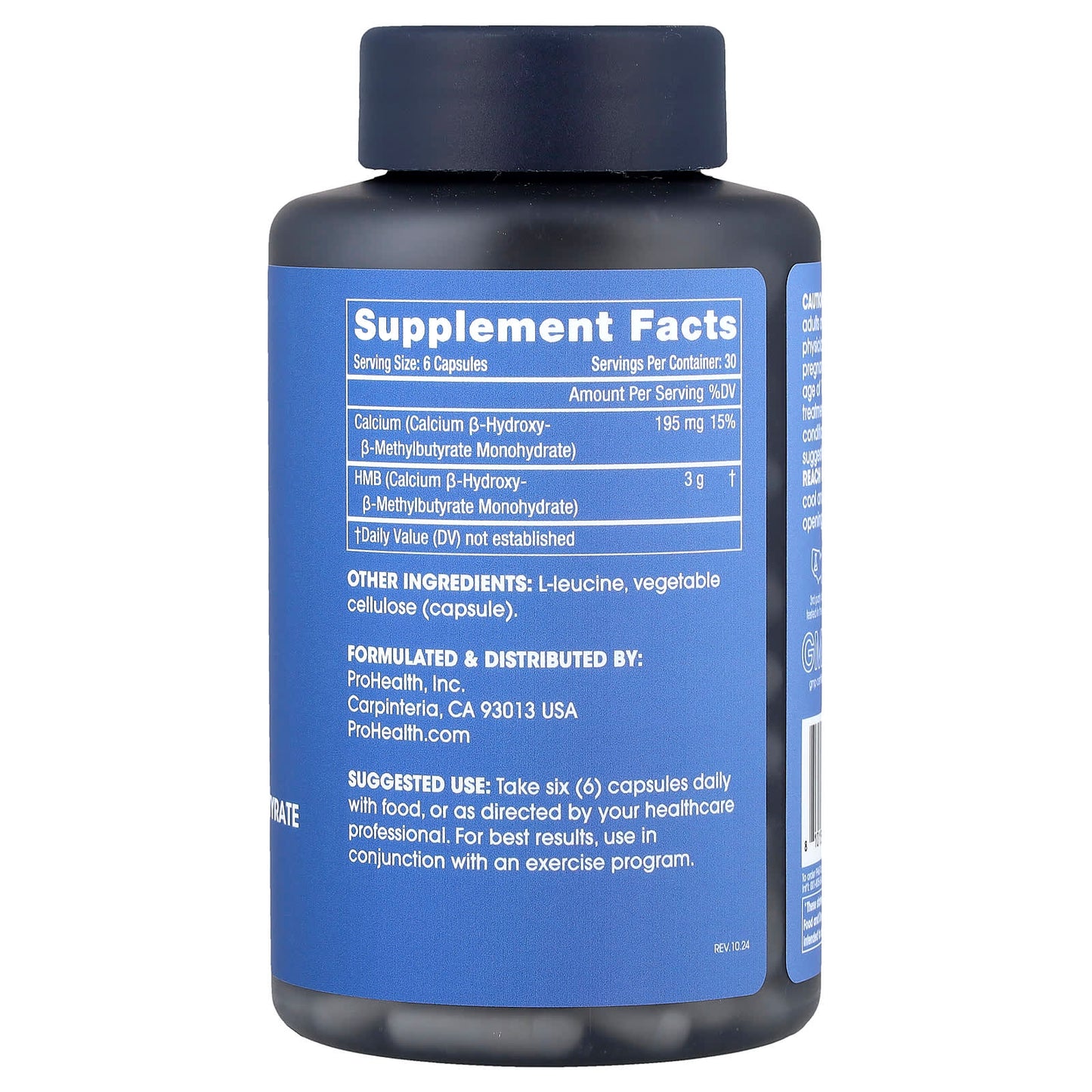 ProHealth Longevity, HMB B-Hydroxy-B-Methylbutyrate, 180 Capsules - Image 2