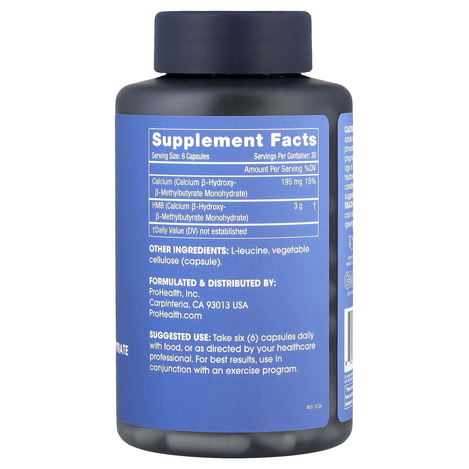 ProHealth Longevity, HMB B-Hydroxy-B-Methylbutyrate, 180 Capsules - Image 2