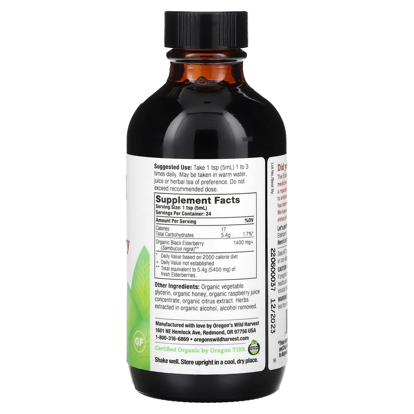 Oregon's Wild Harvest, Black Elderberry Honey Extract, Alcohol Free, 4 fl oz (118 ml) (1,400 mg per Serving) - Image 2