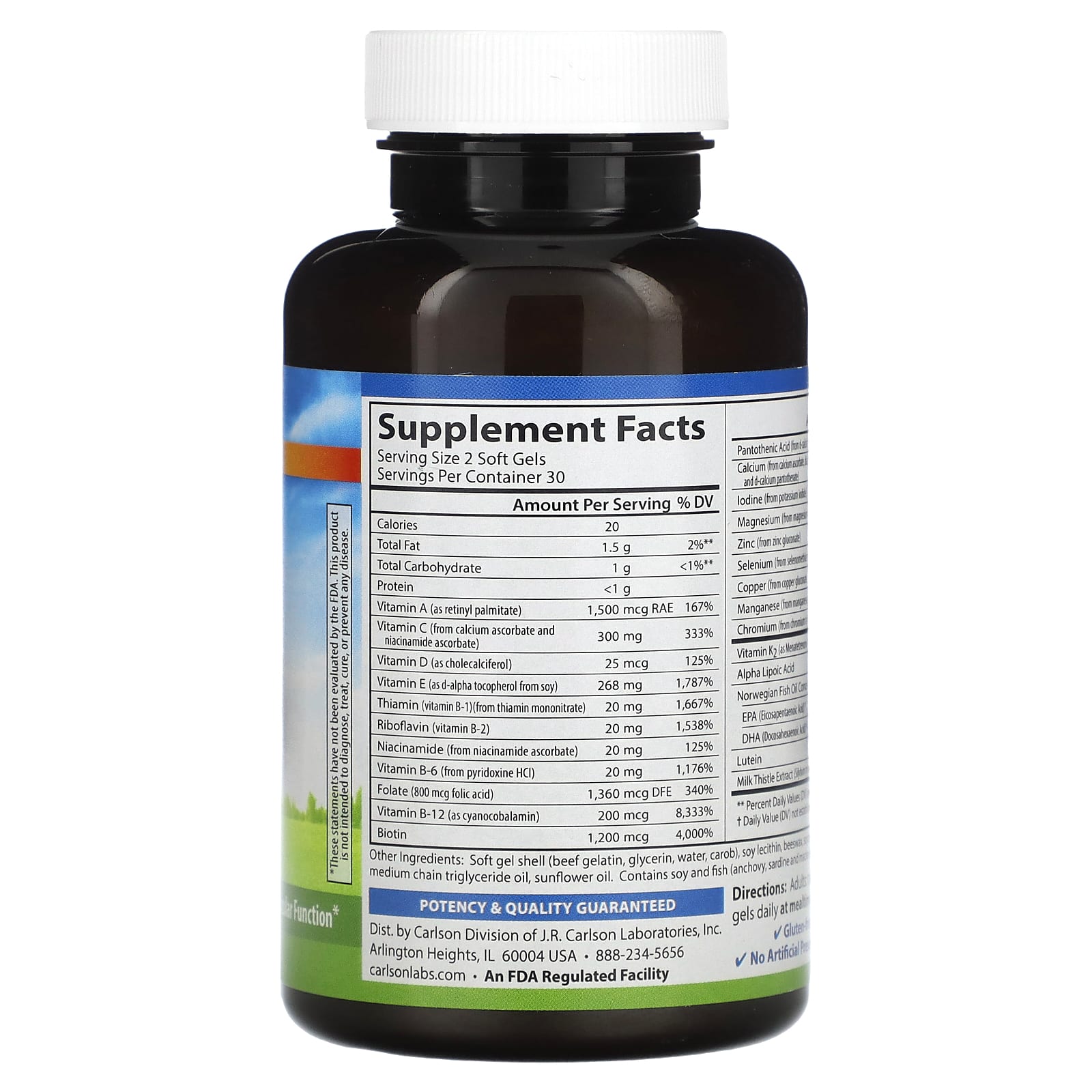 Carlson Nutra-Support Diabetes Support Supplement 60 Soft Gels - Image 2