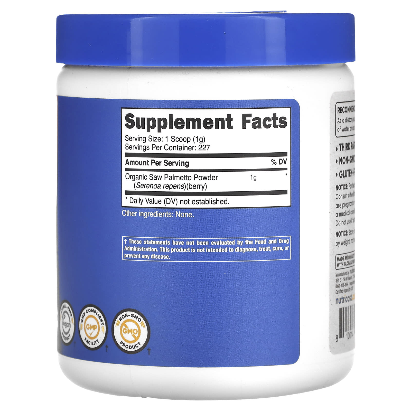 Nutricost, Organic Saw Palmetto, Unflavored, 8 oz (227 g) - Image 2