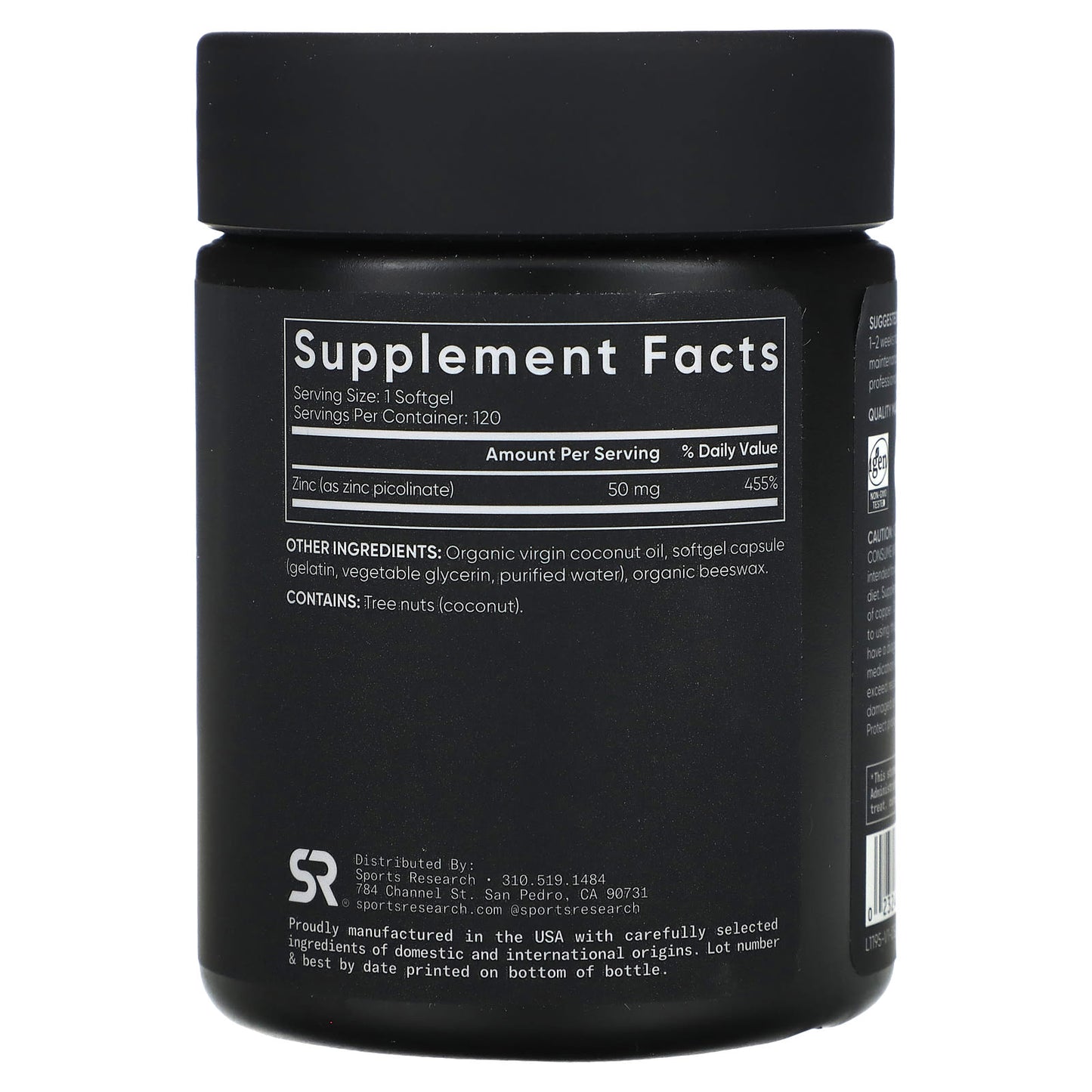 Sports Research, Zinc Picolinate, High Potency, 50 mg, 120 Softgels - Image 2