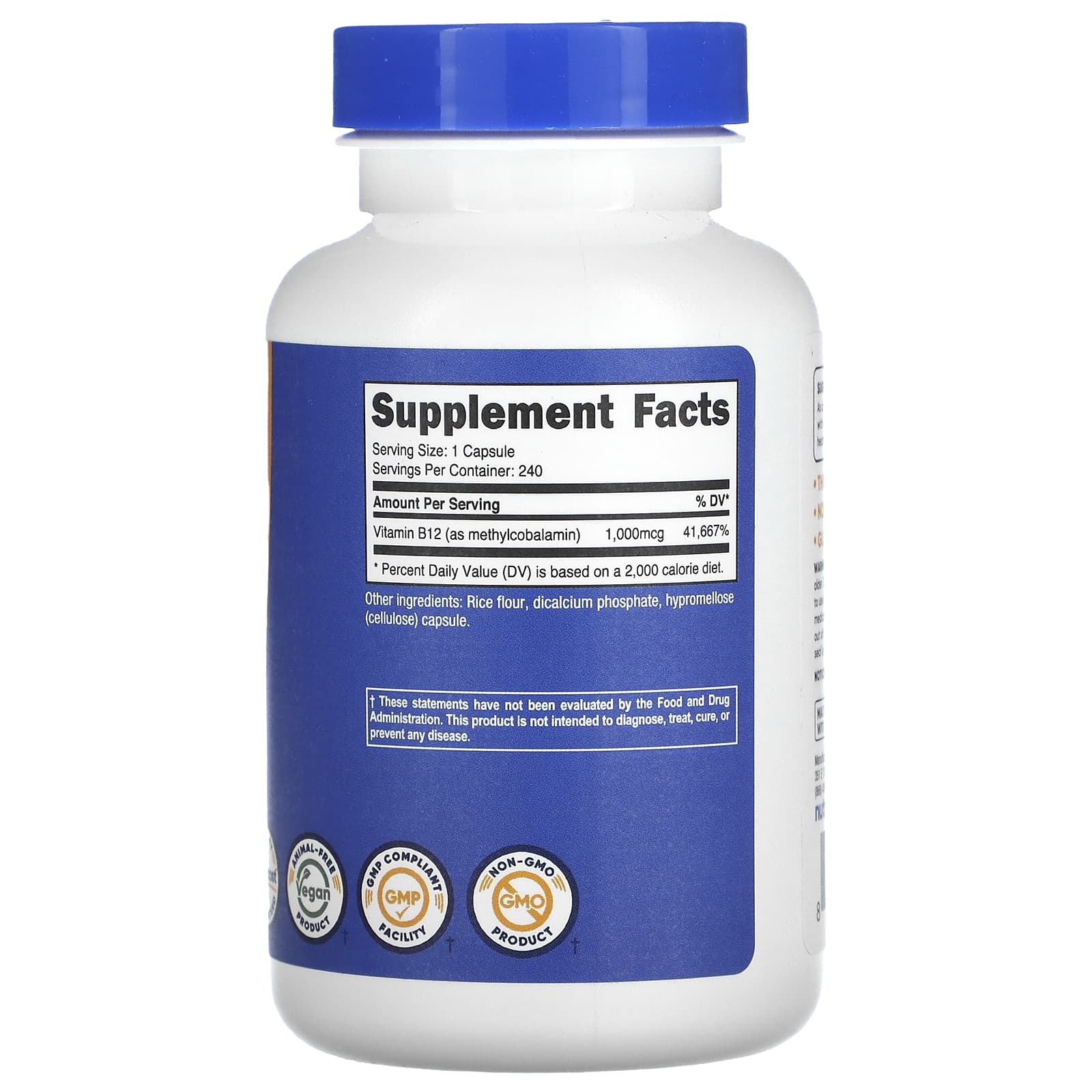 Nutricost, Vitamin B12, 1,000 mcg, 240 Capsules - Image 2