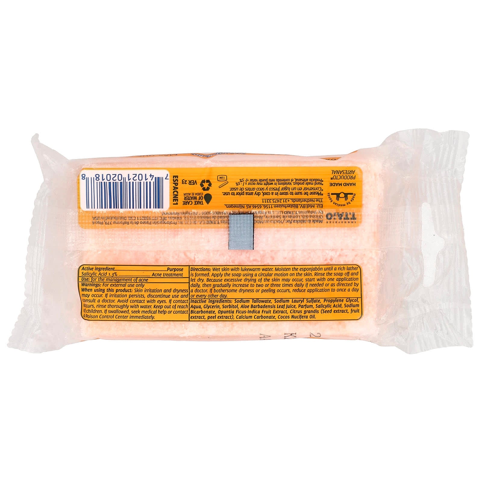 T. Taio, Soap Bar With Sponge Inside, Salicylic Acid Acne Formula, Original , 4.2 oz (120 g) - Image 2