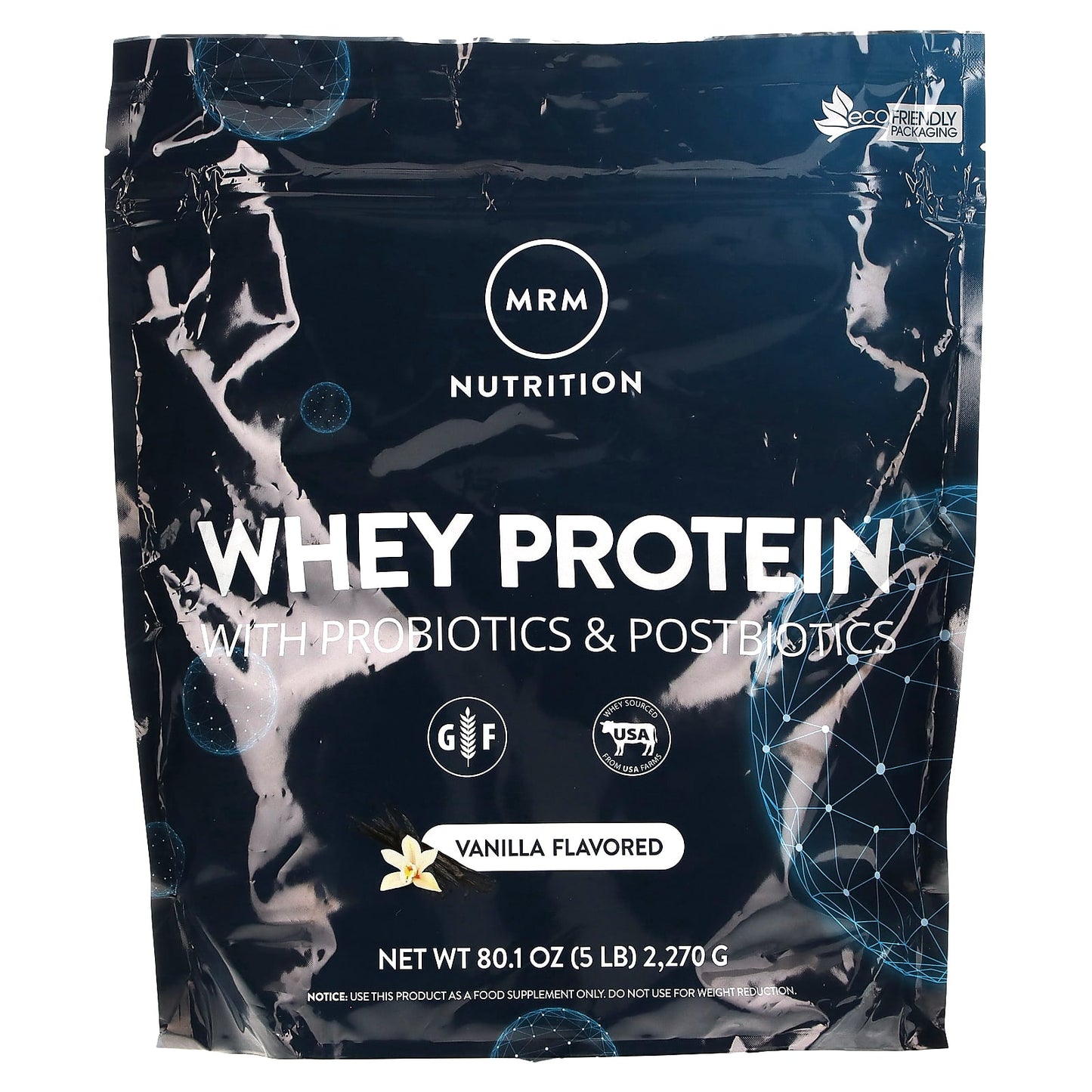 MRM Nutrition, Whey Protein with Probiotics & Postbiotics, Vanilla, 80.1 oz (2,270 g) - Image 1