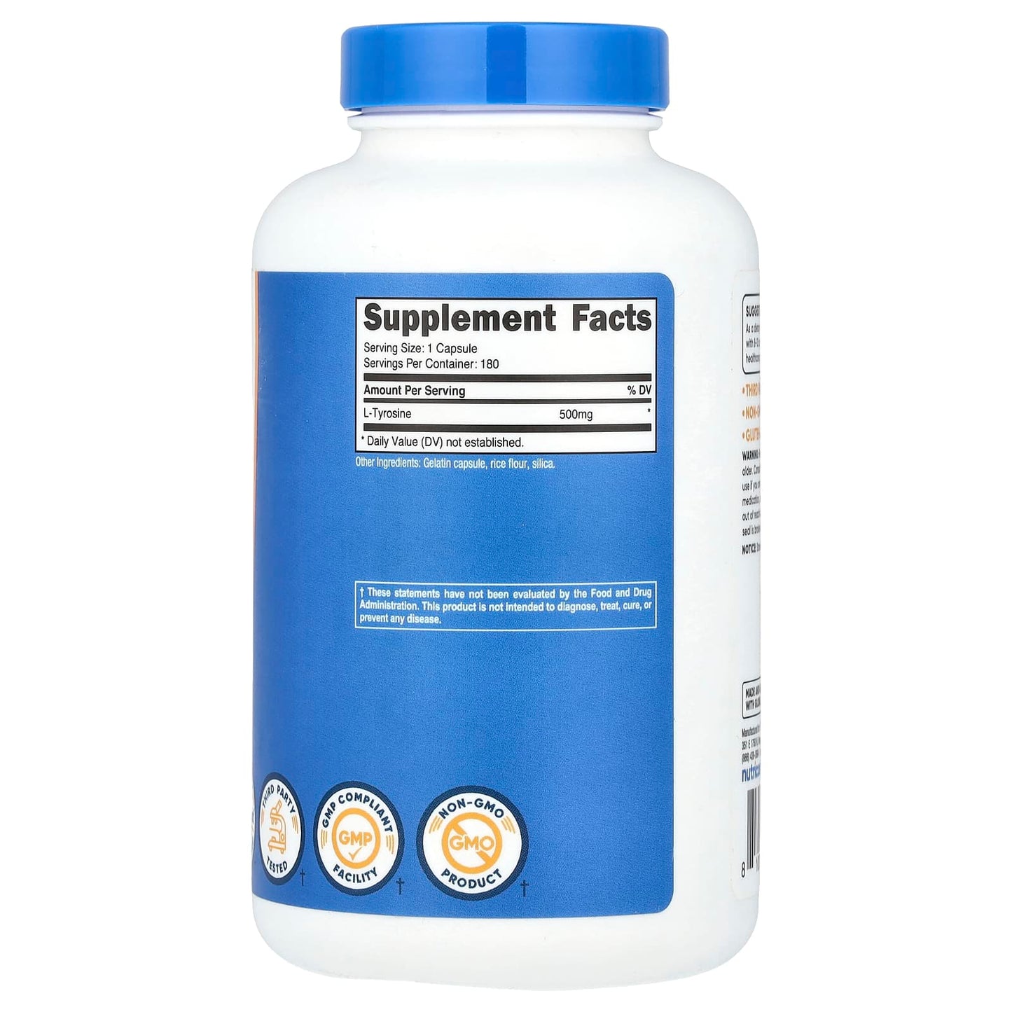 Nutricost, L-Tyrosine, 500 mg, 180 Capsules - Image 2