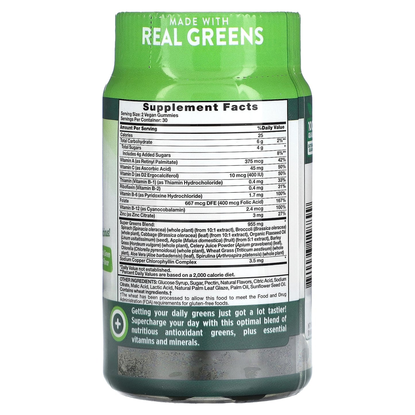 Nature's Truth, Super Food, Super Greens 10, Natural Green Apple, 60 Vegan Gummies - Image 2