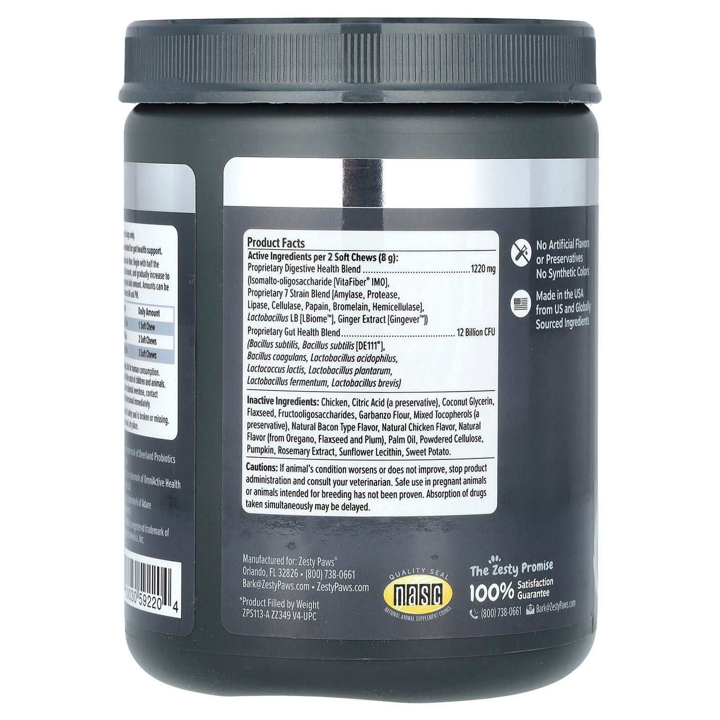 Zesty Paws, Vet Strength Pre, Post & Probiotic Bites, For Dogs, All Ages, Chicken and Harvest Vegetable, 90 Soft Chews, 12.6 oz (360 g) - Image 2