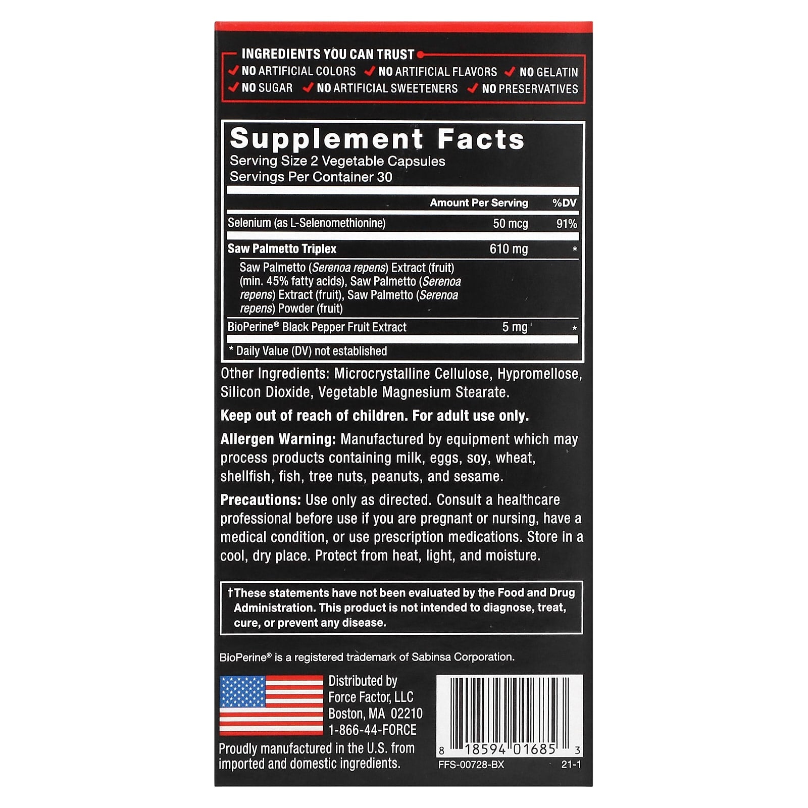 Force Factor Saw Palmetto 350mg for Prostate Health & Hair Growth - Image 2