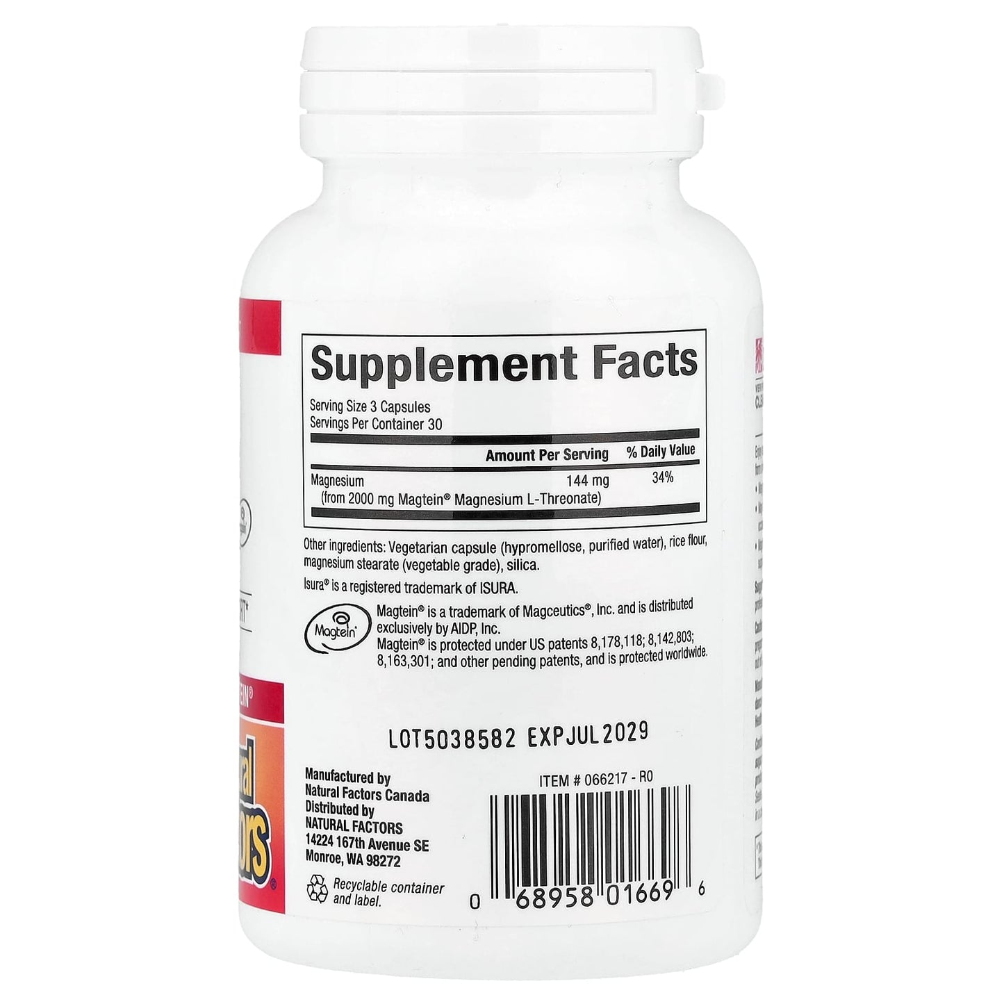 Natural Factors, Cognitive Magnesium, 90 Vegetarian Capsules (48 mg per Capsule) - Image 2