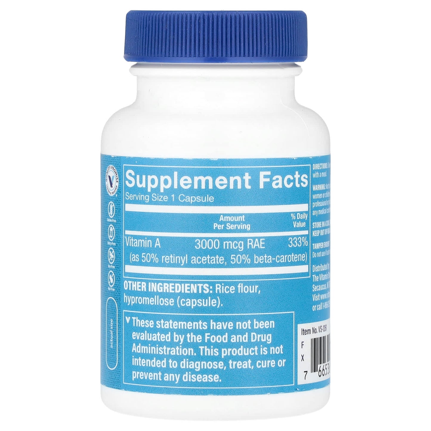 The Vitamin Shoppe, Dry A, 3,000 mcg (10,000 IU), 100 Capsules - Image 2