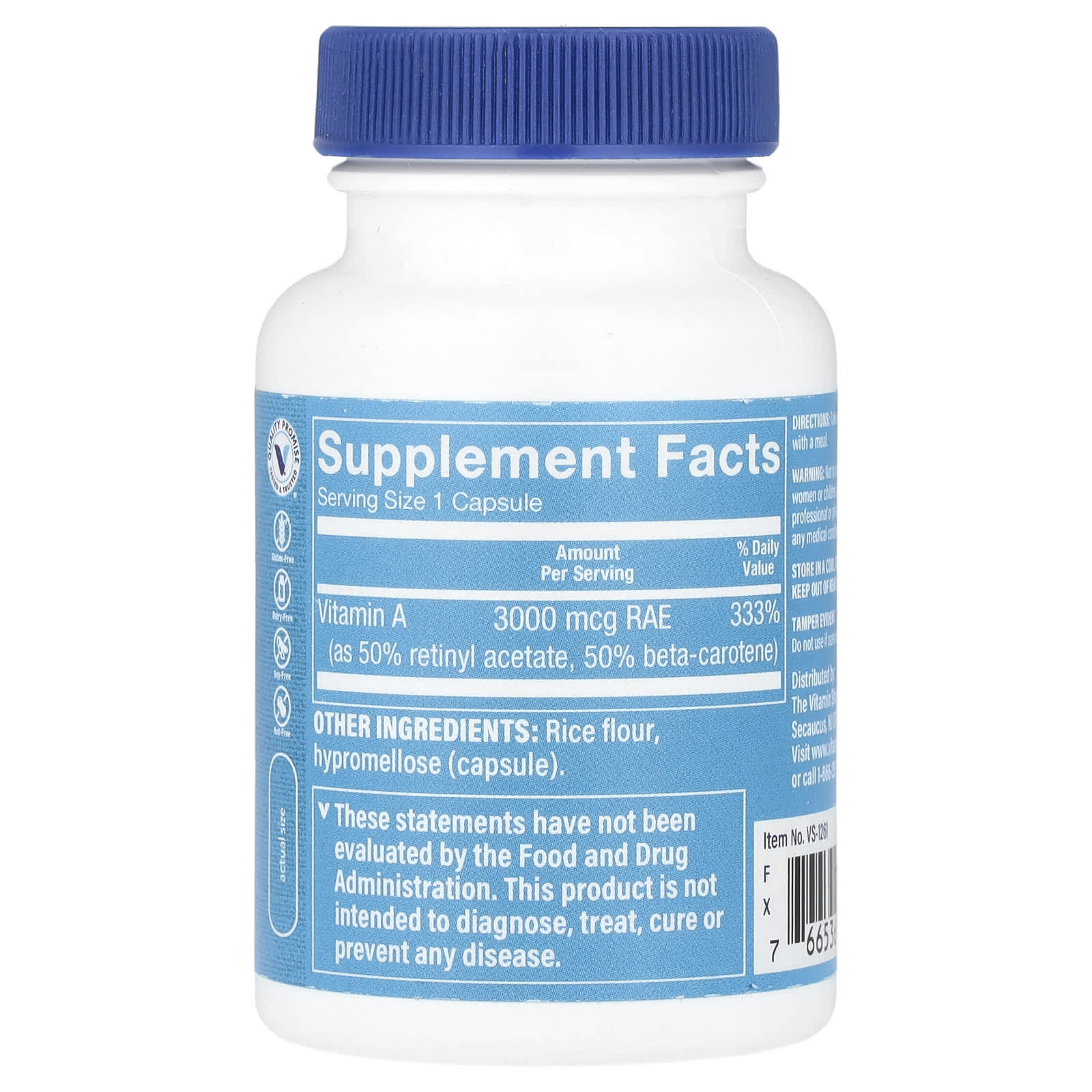 The Vitamin Shoppe, Dry A, 3,000 mcg (10,000 IU), 100 Capsules - Image 2