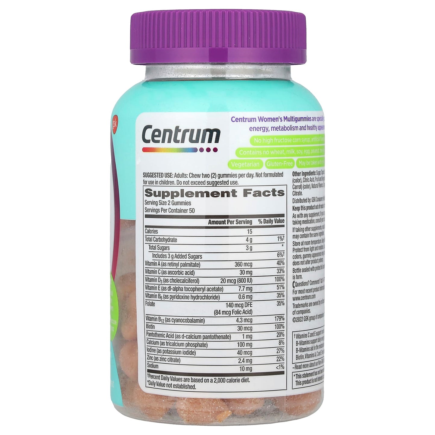 Centrum Women's Multigummies, Tropical Fruit, 100 Gummies, Immunity Support - Image 2
