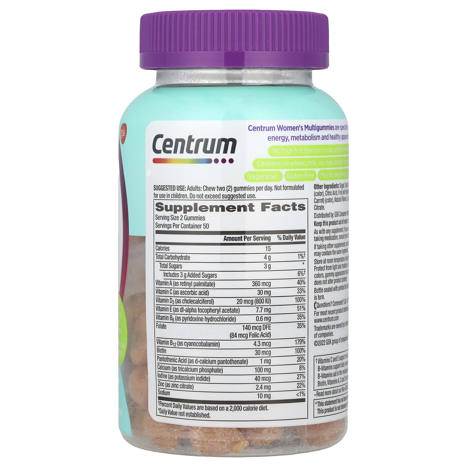 Centrum Women's Multigummies, Tropical Fruit, 100 Gummies, Immunity Support - Image 2