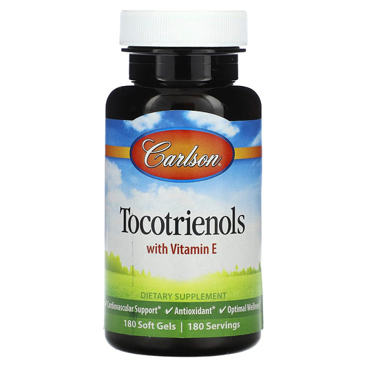 Carlson Tocotrienols with Vitamin E - 180 Soft Gels for Optimal Cardio Health - Image 1