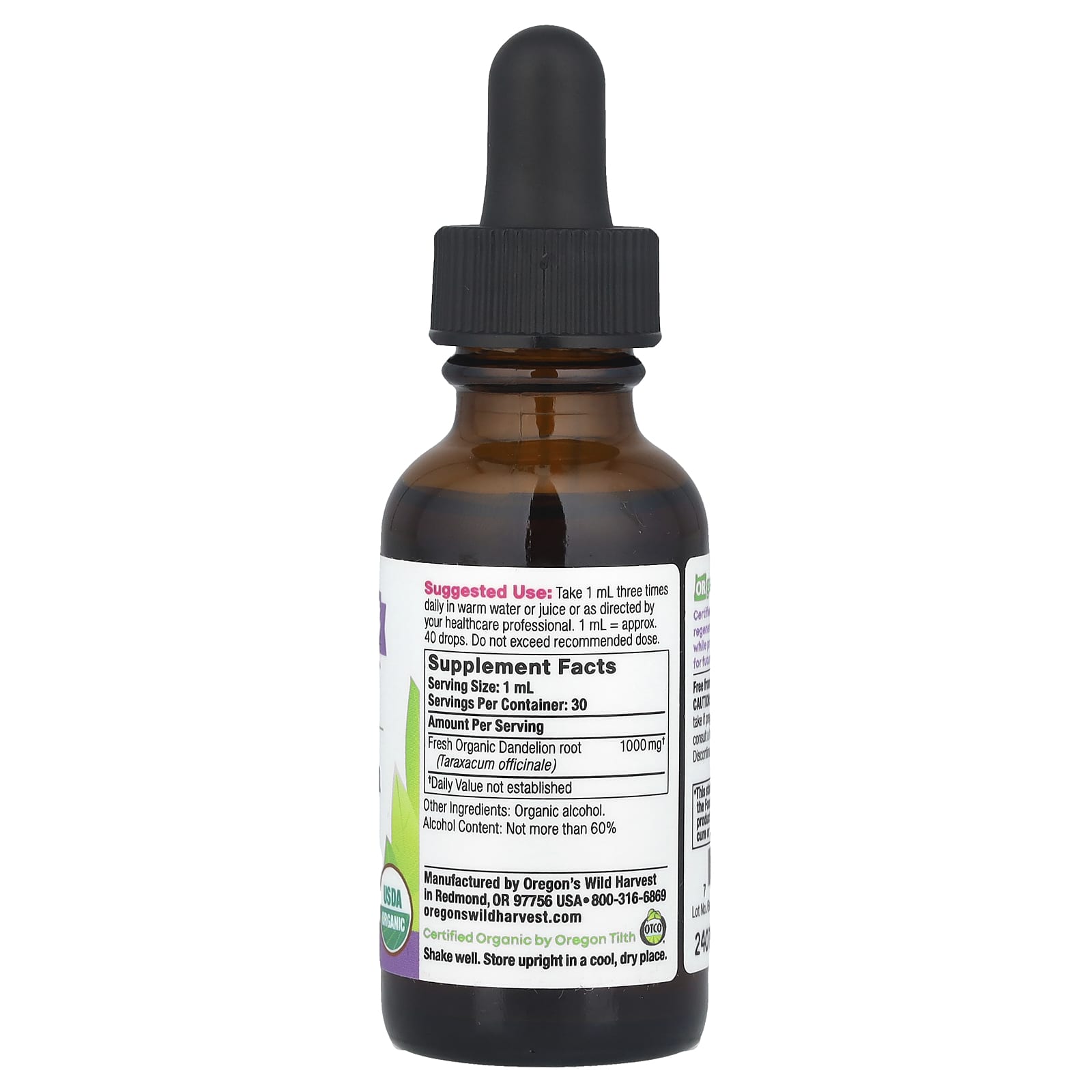 Oregon's Wild Harvest, Organic Dandelion Root Extract, 1 fl oz (30 ml) (1,000 mg per Serving) - Image 2