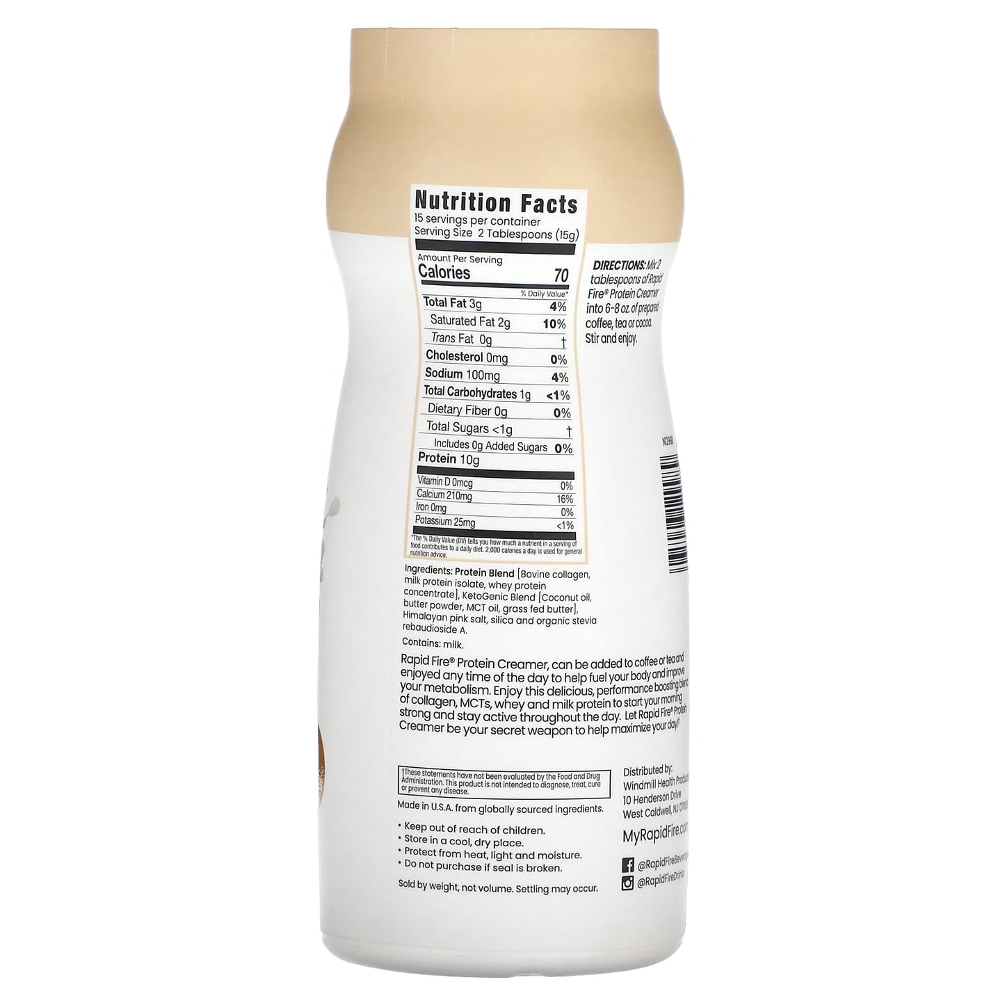 RAPIDFIRE, Protein Creamer, Toasted Hazelnut , 7.94 oz (225 g) - Image 2