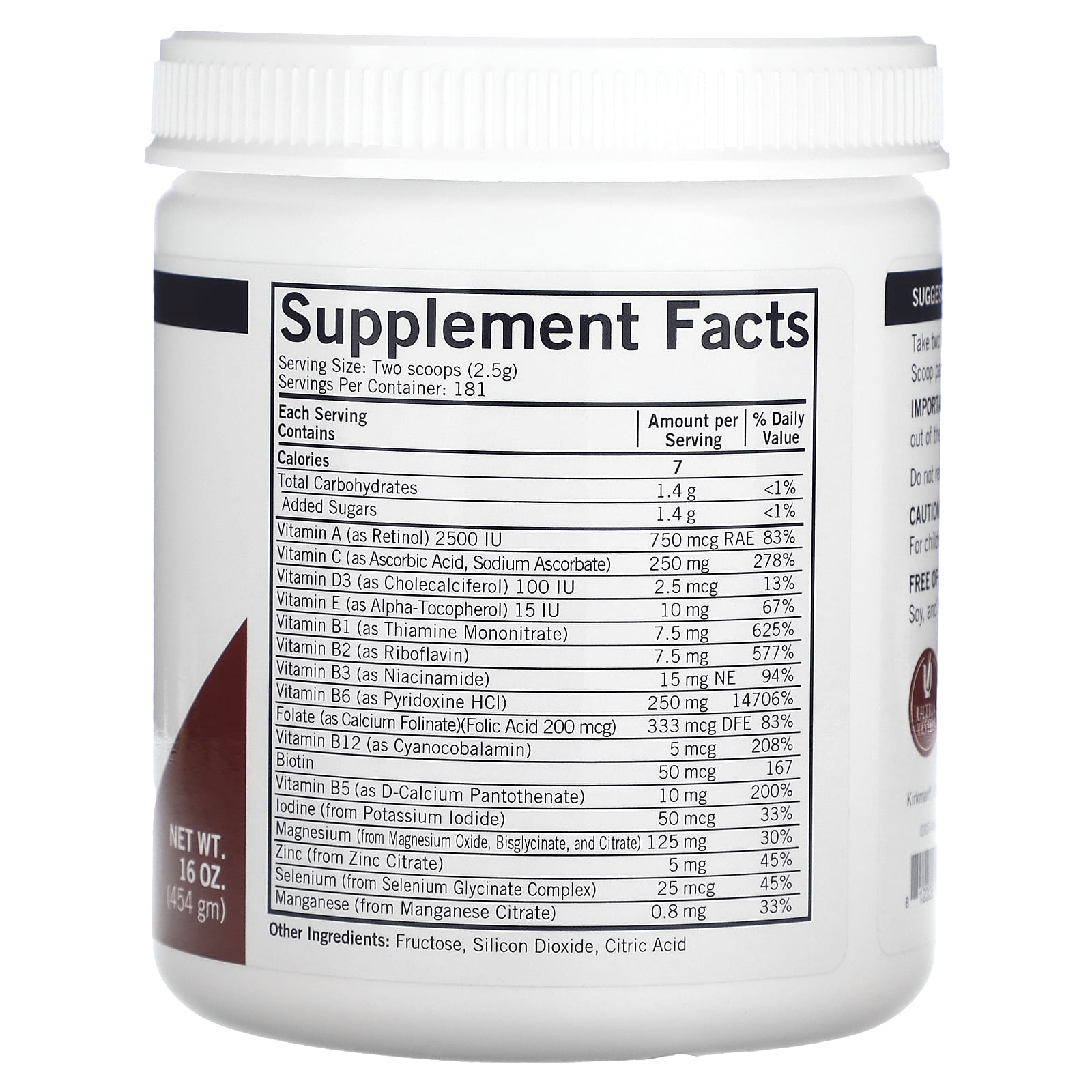Kirkman Labs, Super Nu-Thera Powder, Unlflavored, 16 oz (454 gm) - Image 2