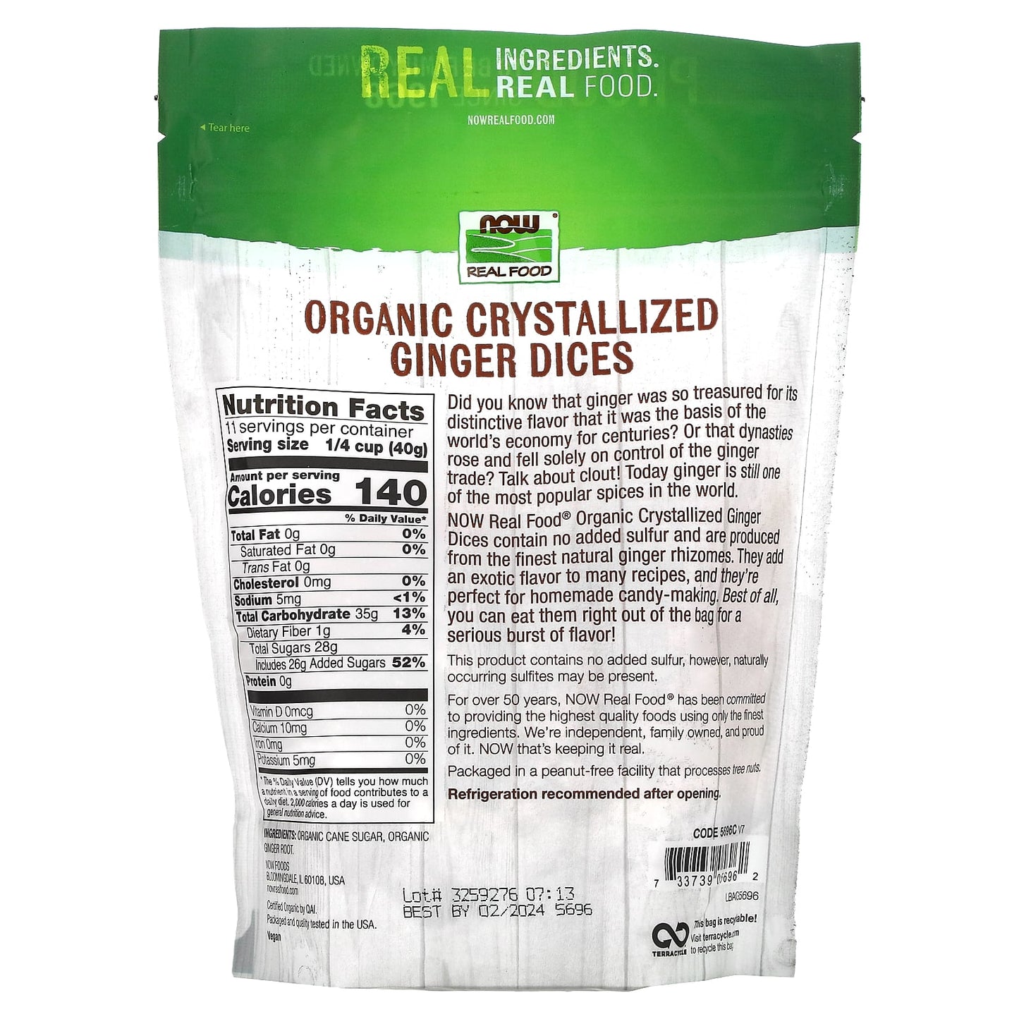 NOW Foods, Real Food, Organic Crystallized Ginger Dices, 16 oz (454 g) - Image 2