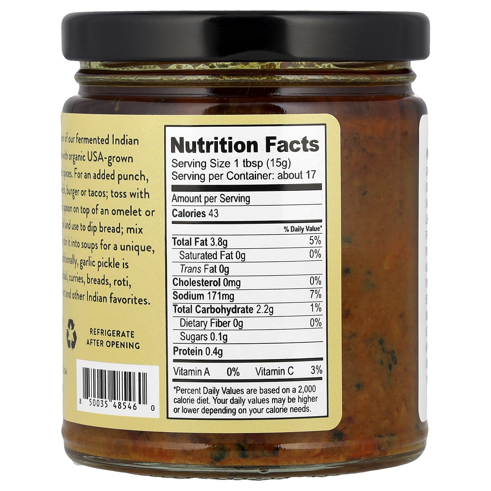 Pure Indian Foods, Organic Fermented Garlic Pickle, 9 oz (255 g) - Image 2