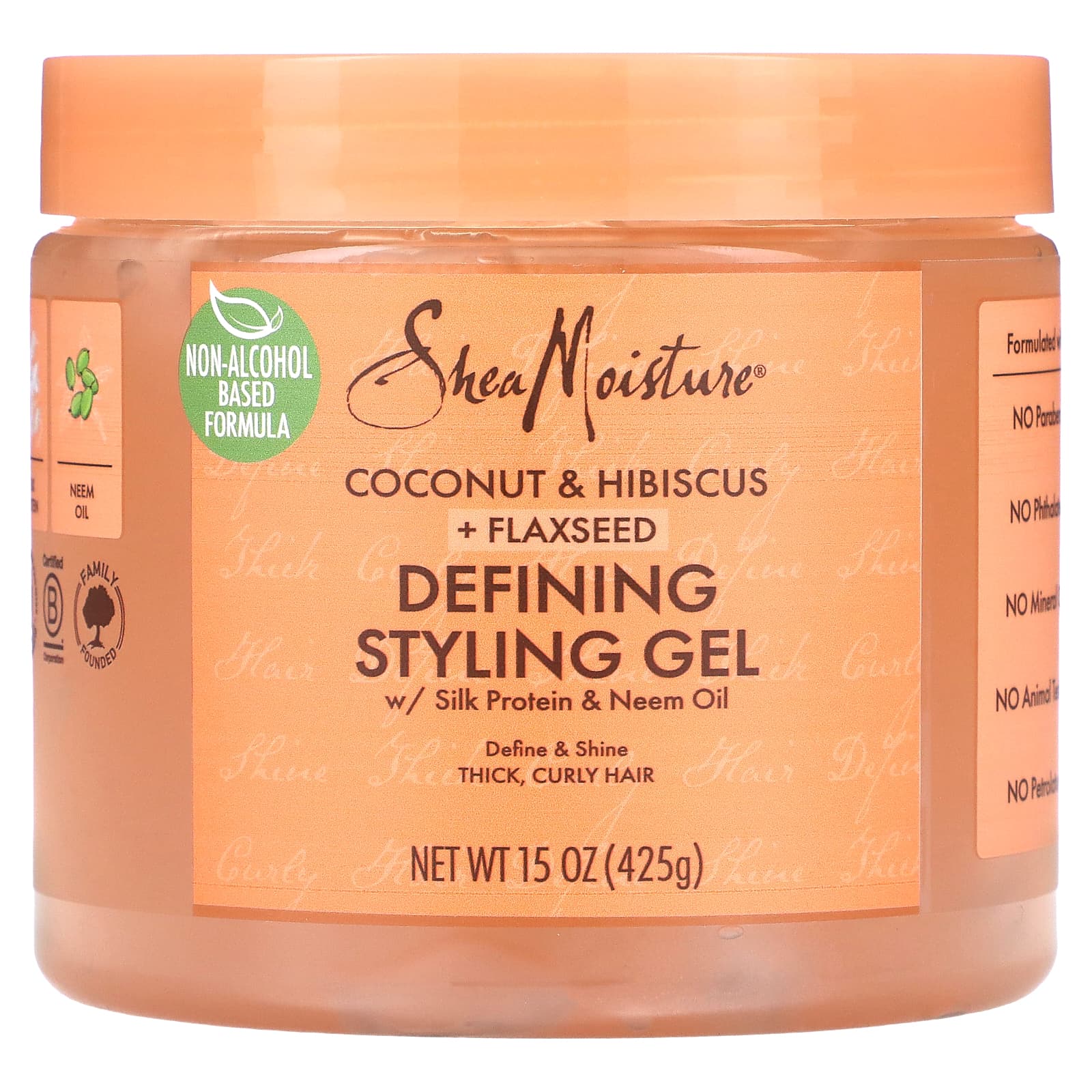 SheaMoisture, Defining Styling Gel, Coconut & Hibiscus + Flaxseed, 15 oz (425 g) - Image 1