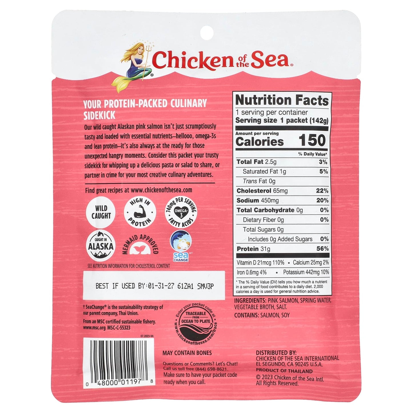 Wild Caught Alaskan Pink Salmon by Chicken of the Sea, 5 oz (142g) - Image 2