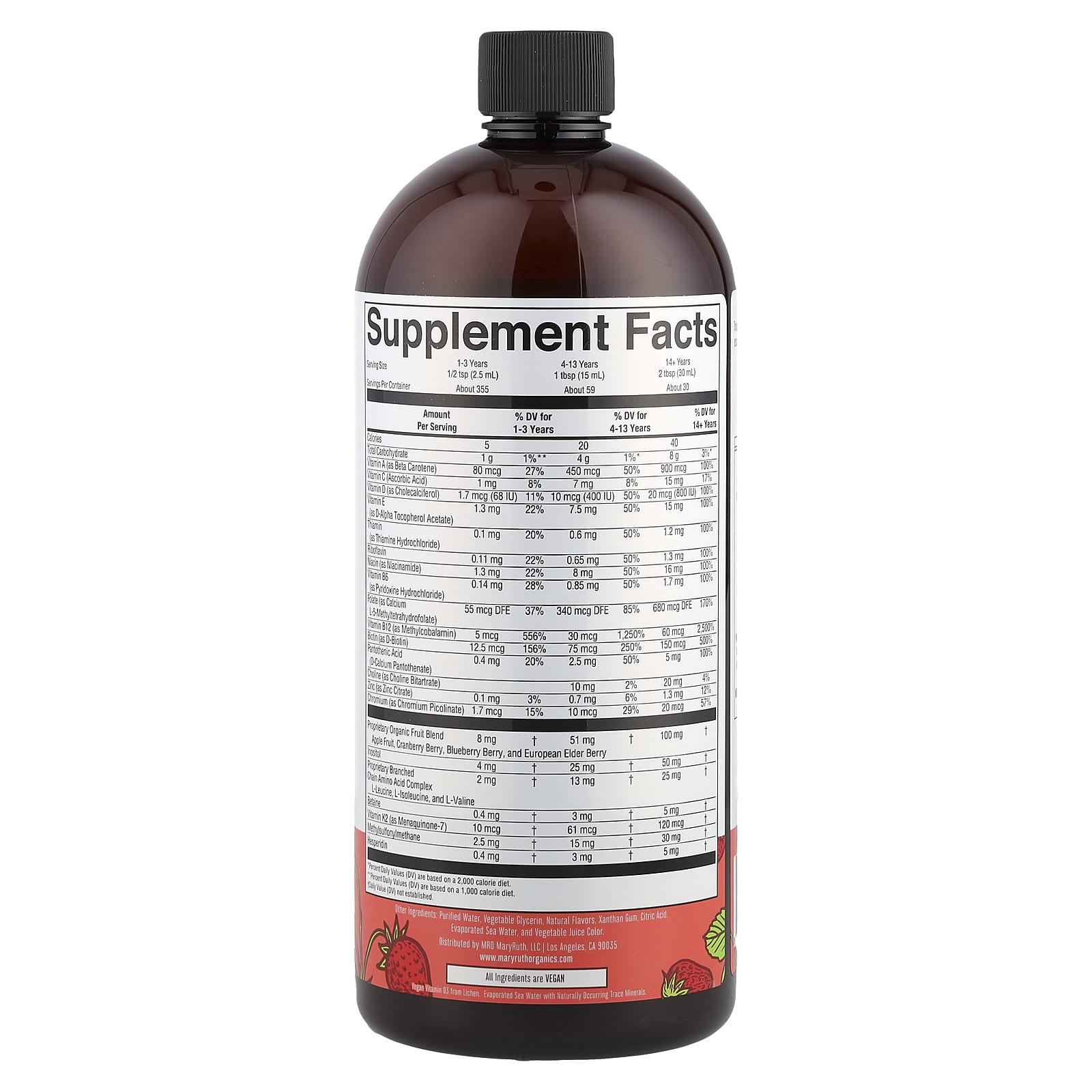 MaryRuth's, Liquid Morning Multivitamin Essentials+, Strawberry, 30 fl oz (887 ml) - Image 2