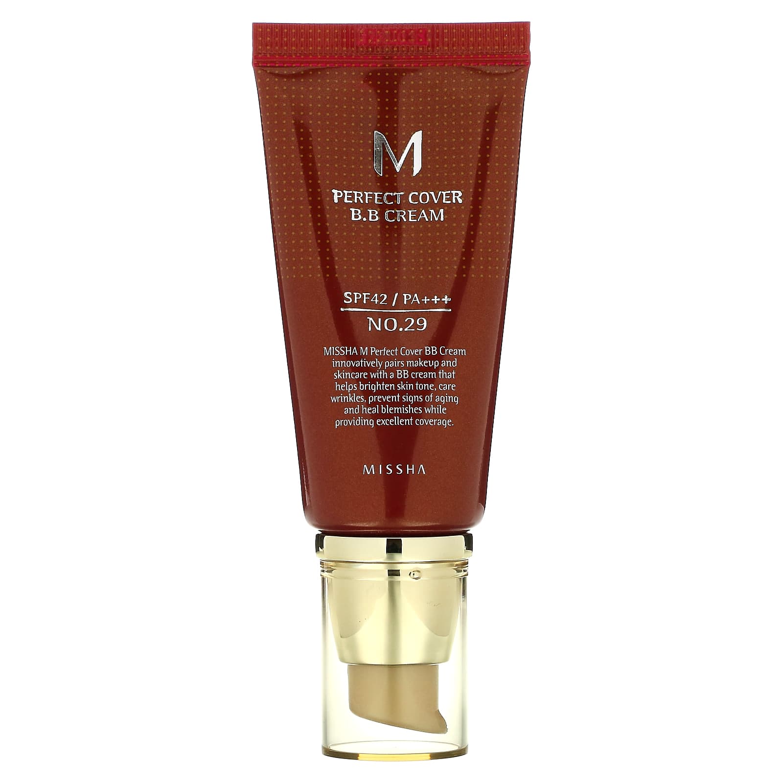 Missha, M Perfect Cover B.B Cream, SPF 42 PA+++, No. 29 Caramel Beige, 1.7 fl oz (50 ml) - Image 1