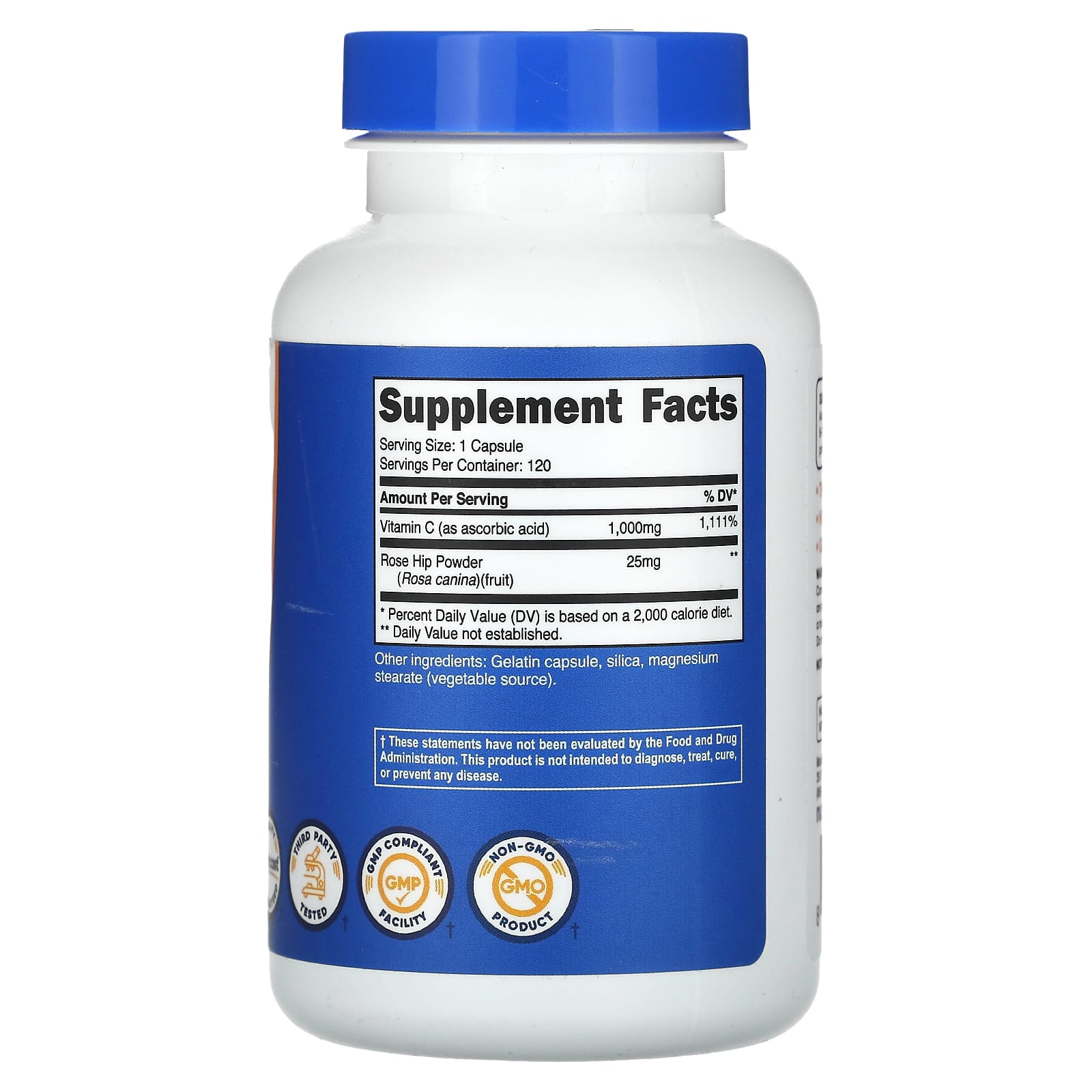 Nutricost, Vitamin C With Rose Hips, 1,000 mg, 120 Capsules - Image 2