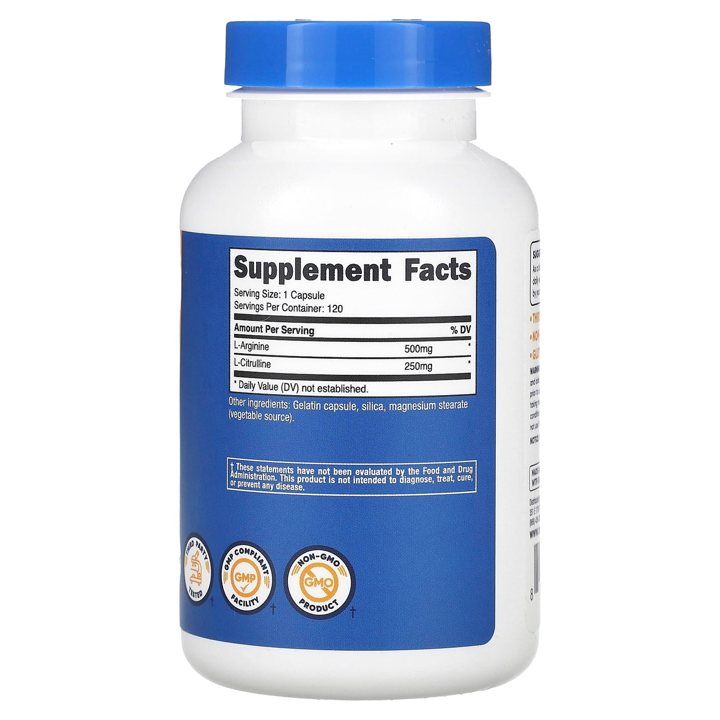 Nutricost, L-Arginine & L-Citrulline, 120 Capsules - Image 2