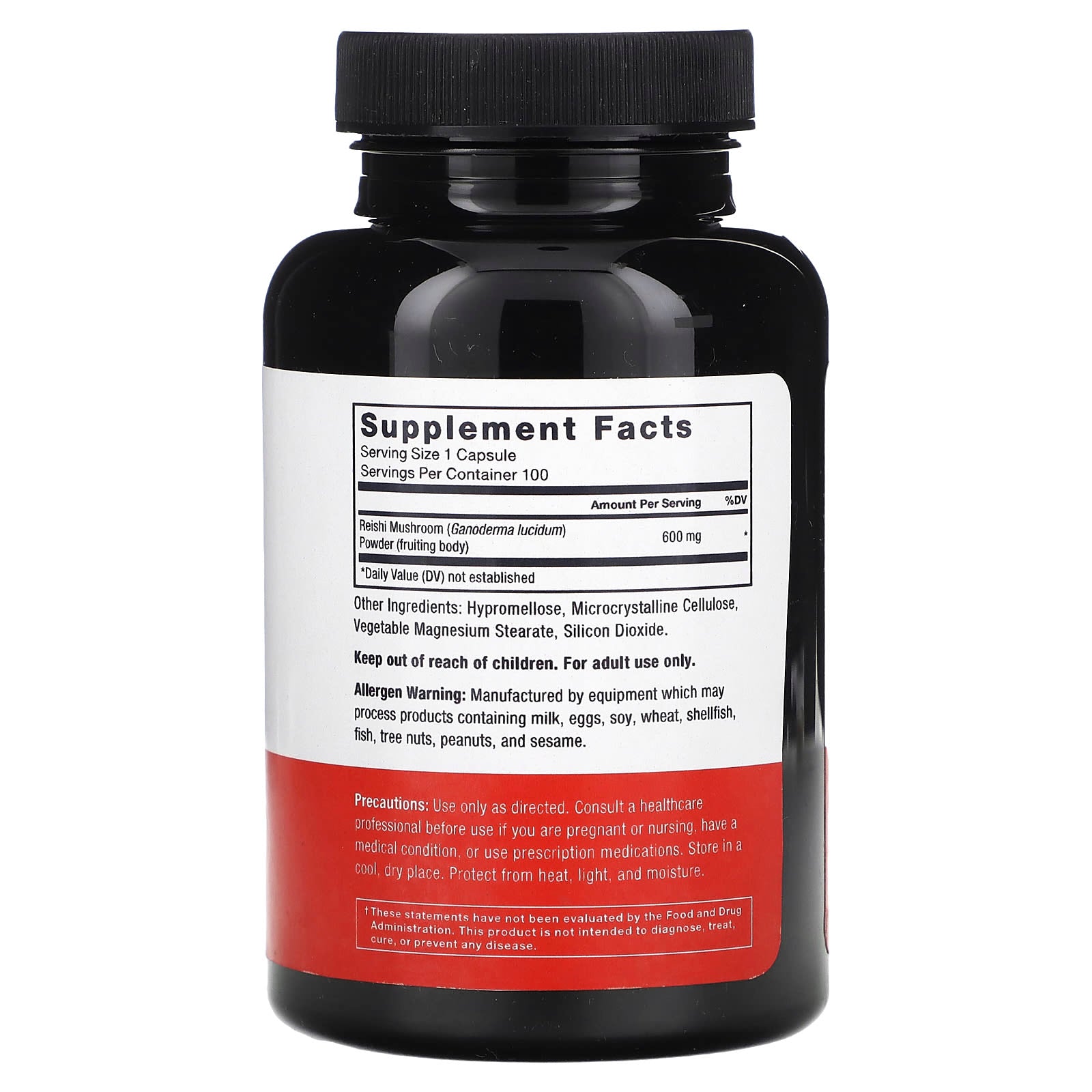 Reishi Mushroom Capsules 600mg, Sleep & Stress Relief, 100 Vegan Caps - Image 2