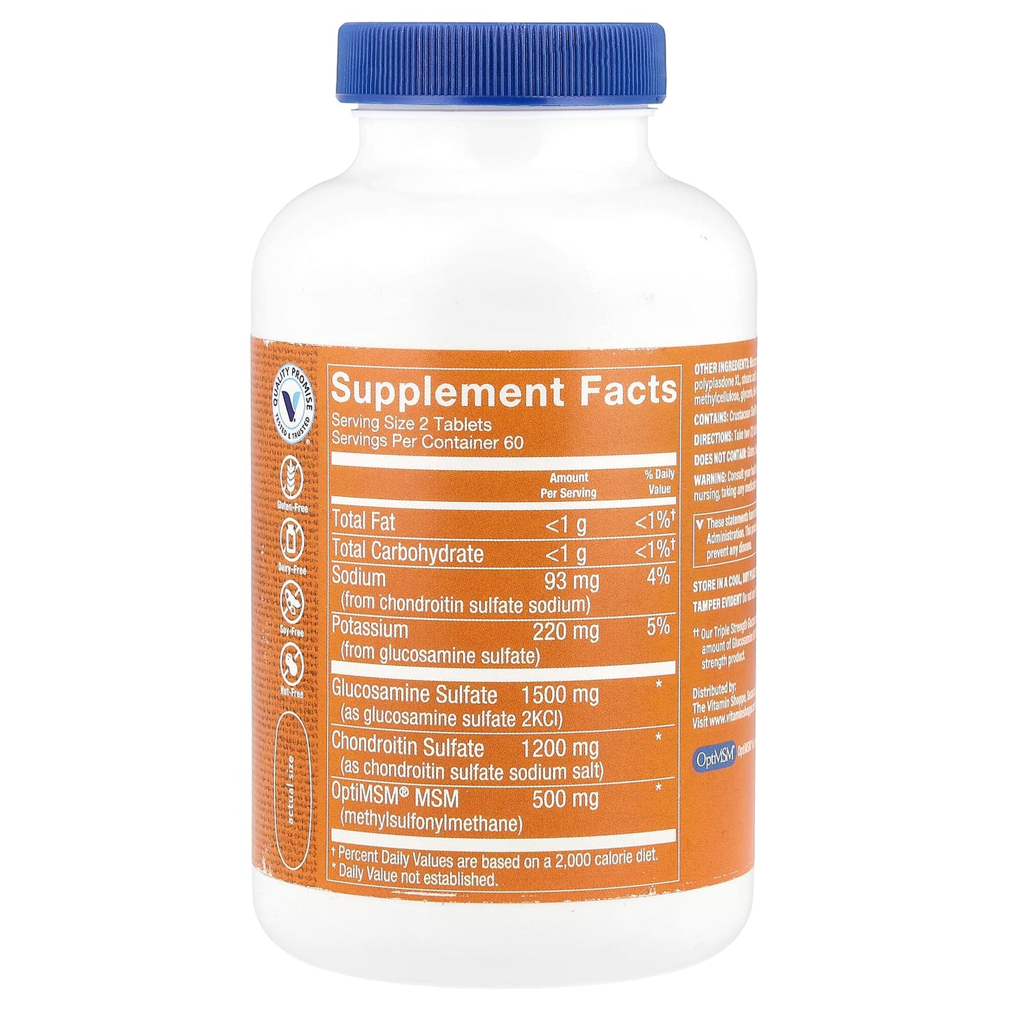 The Vitamin Shoppe, Triple Strength Glucosamine Chondroitin With MSM, 120 Tablets - Image 2