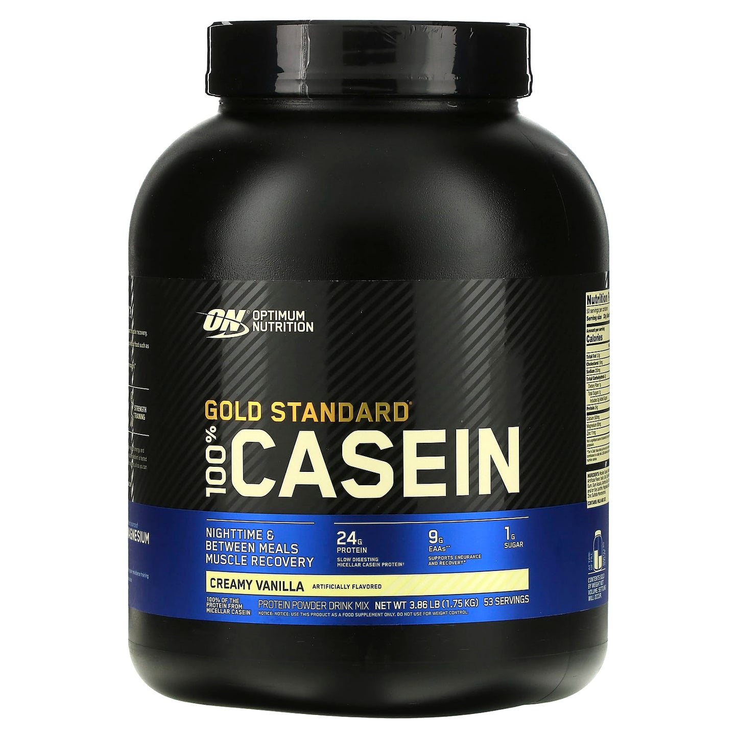 Optimum Nutrition, Gold Standard® 100% Casein , Creamy Vanilla, 3.86 lb (1.75 kg) - Image 1