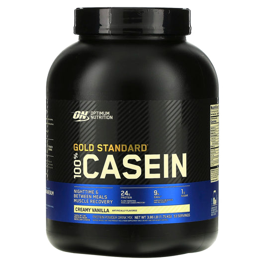 Optimum Nutrition, Gold Standard® 100% Casein , Creamy Vanilla, 3.86 lb (1.75 kg) - Image 1