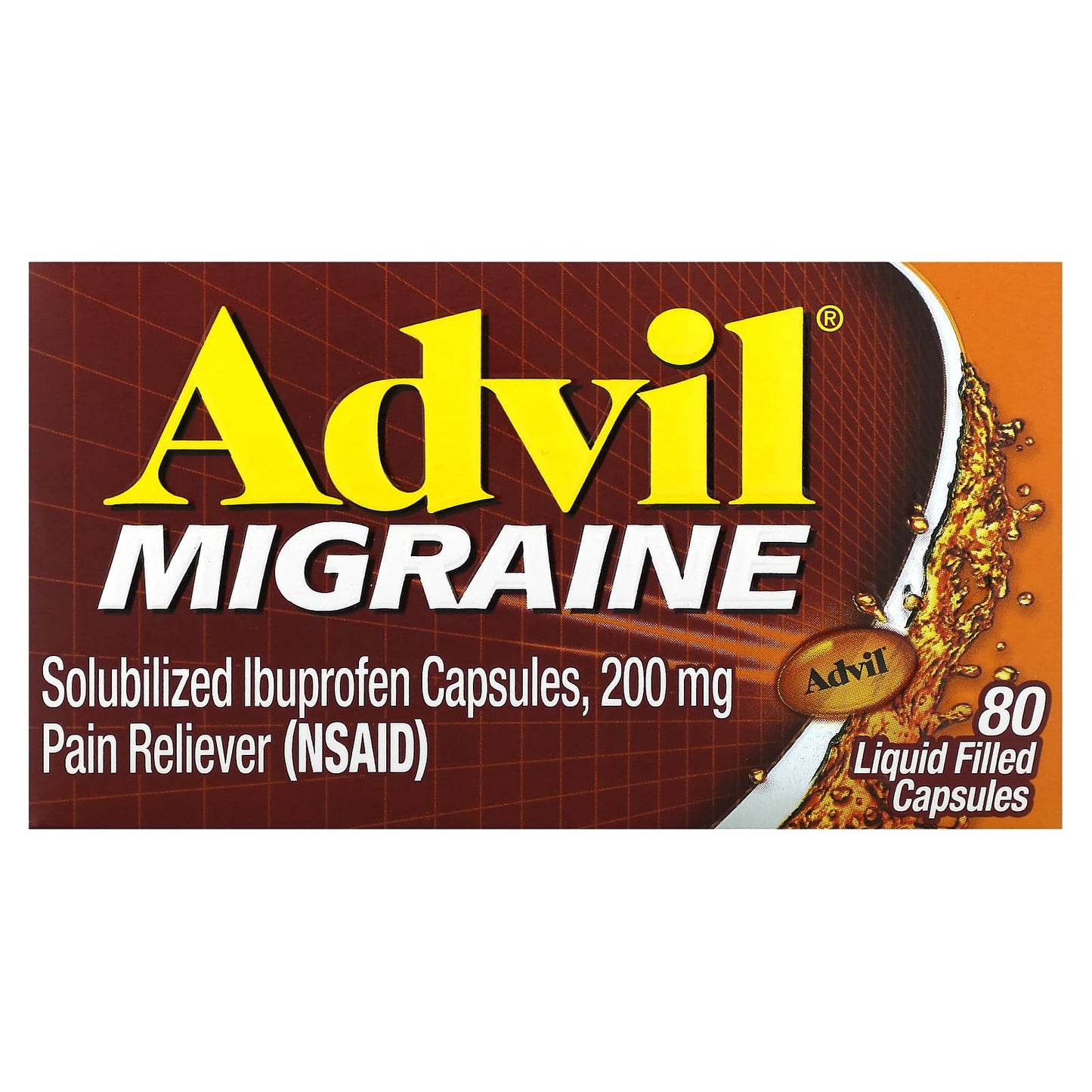 Advil Migraine Pain Relief 200mg, 80 Capsules, Fast & Effective - Image 1