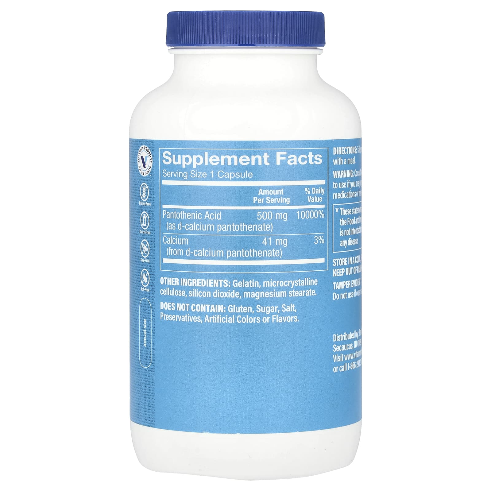 The Vitamin Shoppe, Pantothenic Acid, Vitamin B5, 300 Capsules