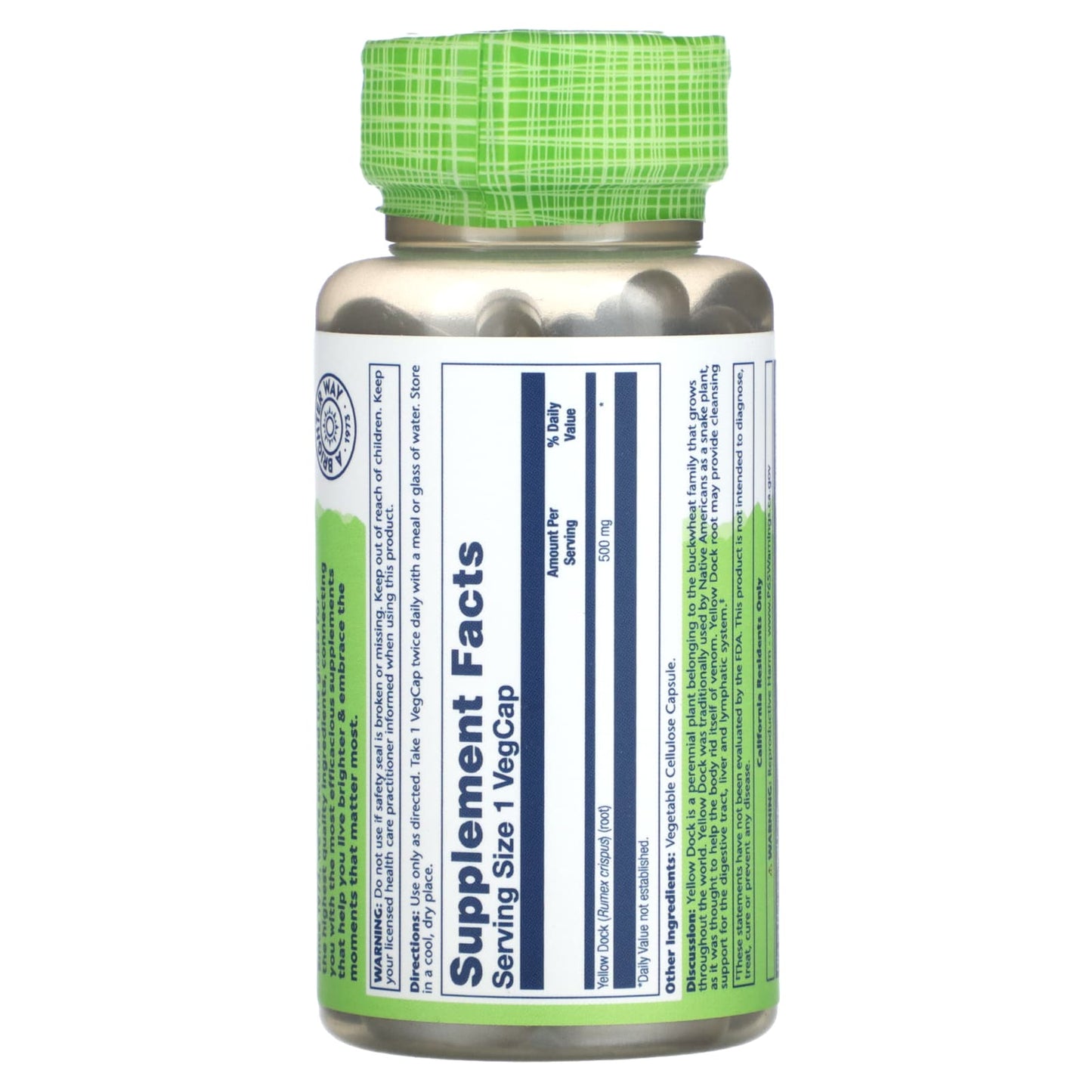 Solaray, True Herbs, Yellow Dock, 500 mg, 100 VegCaps - Image 2