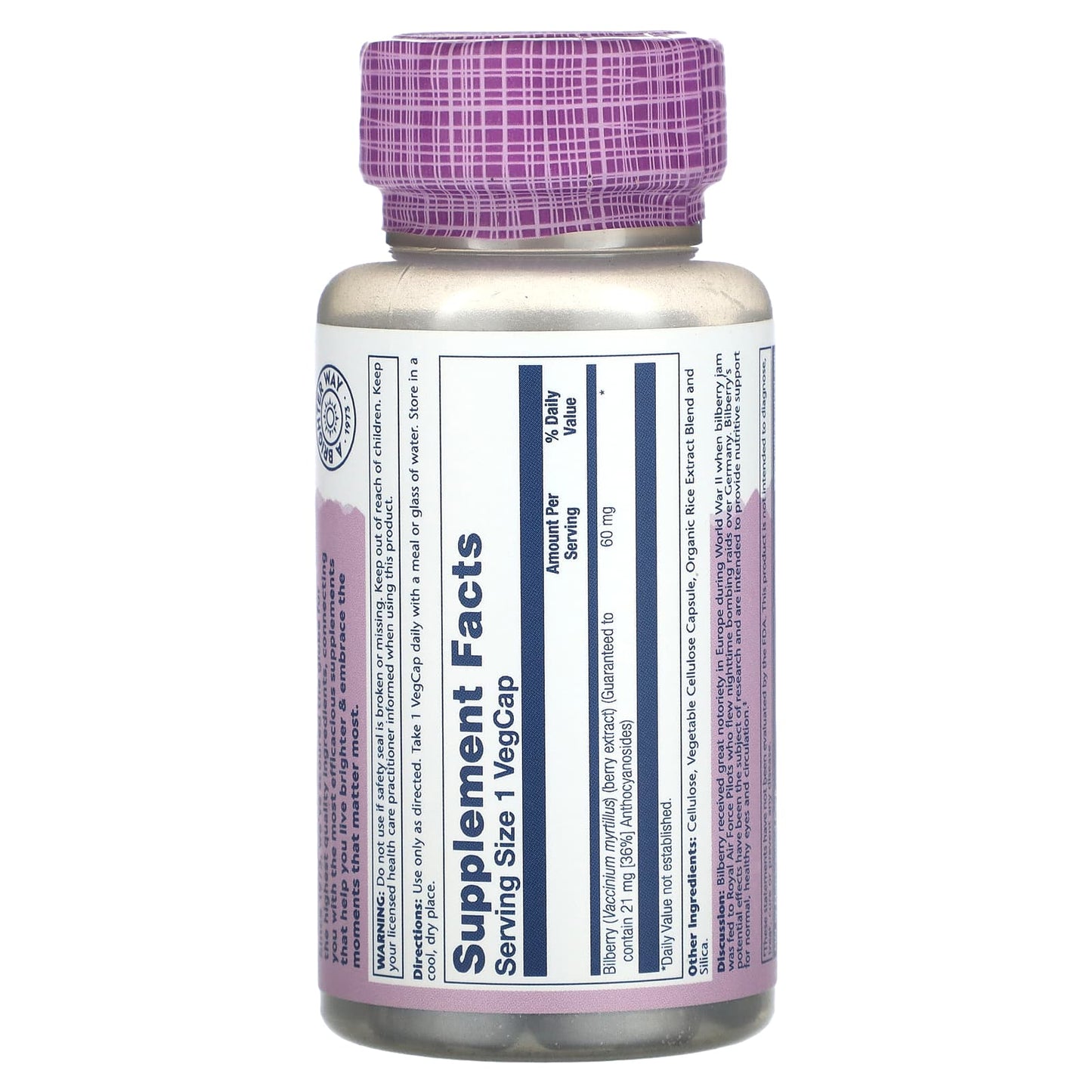 Solaray, Vital Extracts, Bilberry, 60 mg, 60 VegCaps - Image 2