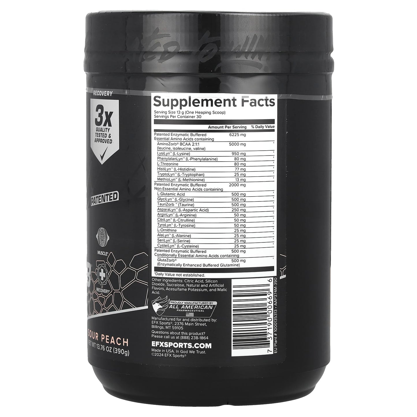 EFX Sports AminoZorb Elite 21 Sour Peach 13.76 oz - Image 2