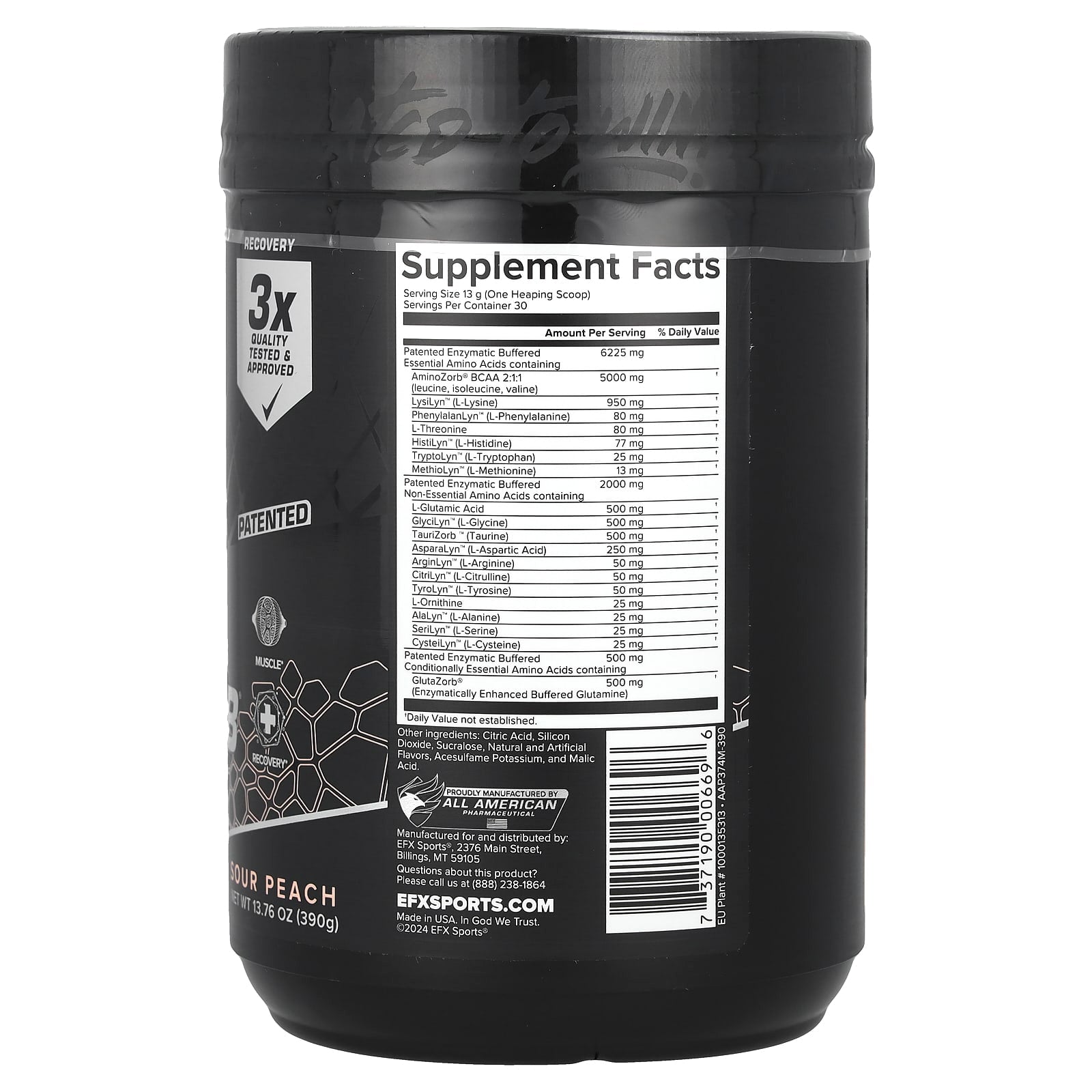 EFX Sports AminoZorb Elite 21 Sour Peach 13.76 oz - Image 2