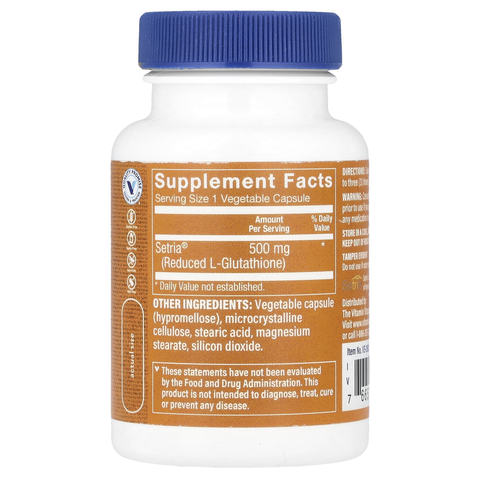 The Vitamin Shoppe, Reduced Glutathione, 500 mg, 60 Vegetable Capsule - Image 2