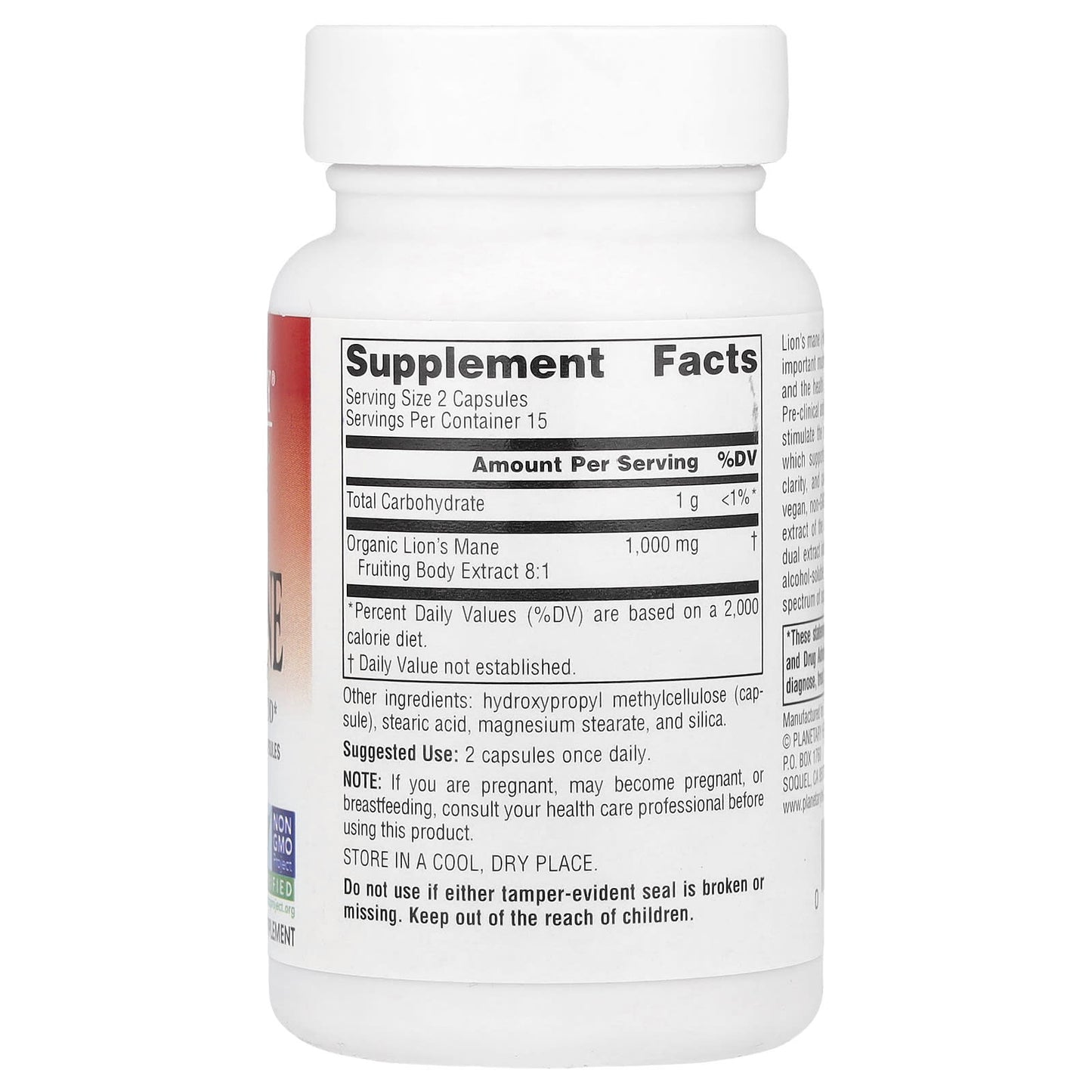 Planetary Herbals, Lion's Mane, 30 Vegan Capsules (500 mg per Capsule) - Image 2