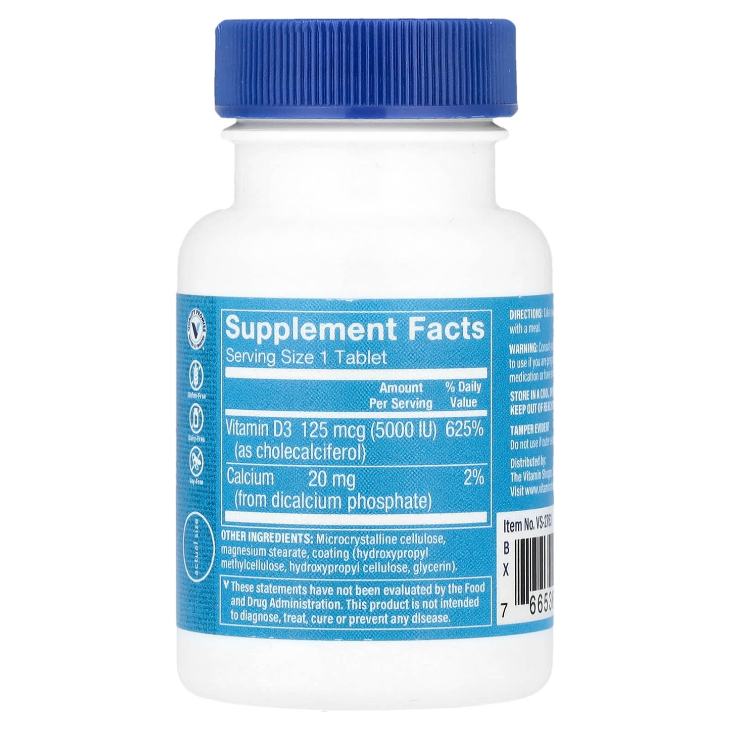 The Vitamin Shoppe, Vitamin D3, 125 mcg (5,000 IU) , 120 Tablets - Image 2