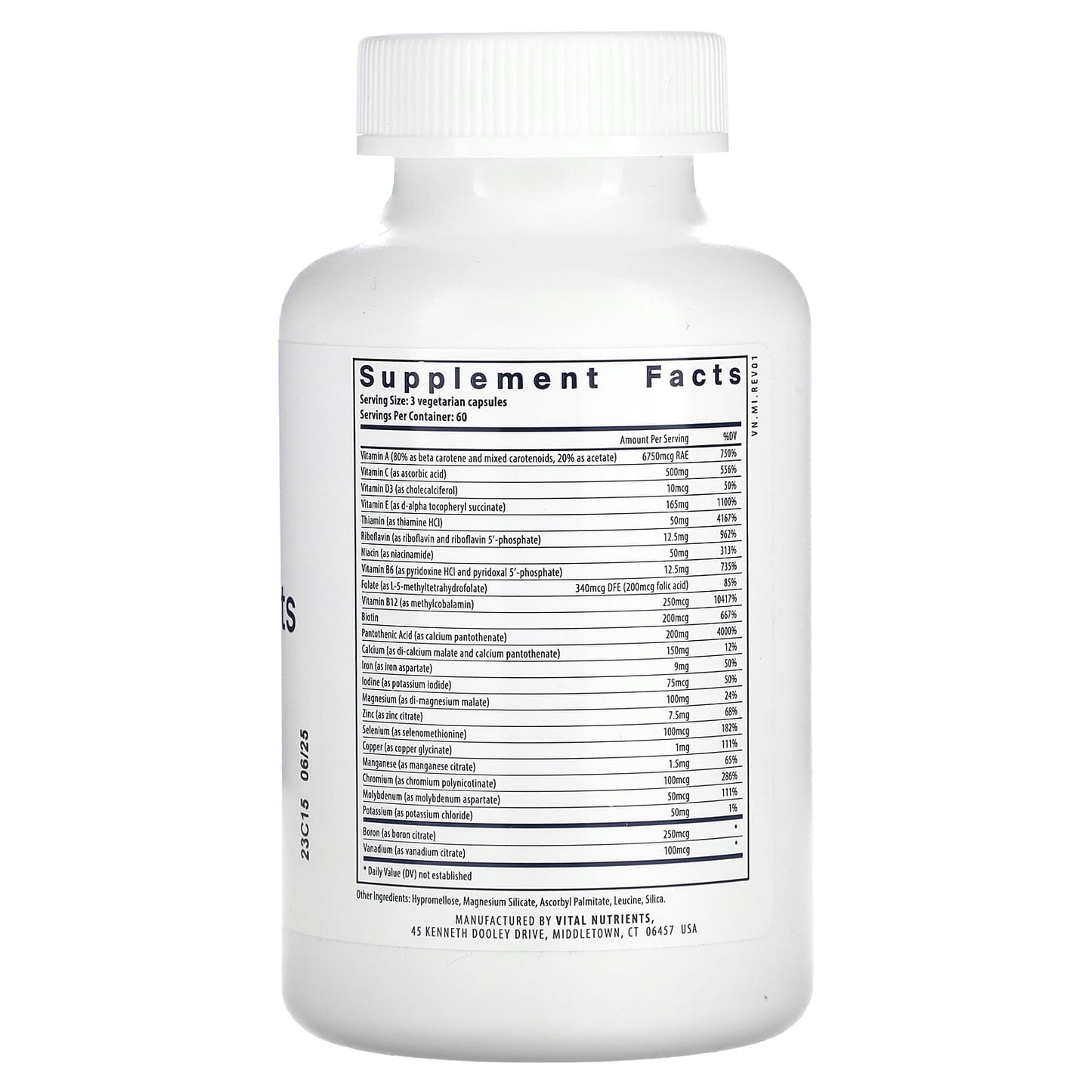 Vital Nutrients, Multi-Nutrients (with Iron & Iodine), 180 Vegetarian Capsules - Image 2